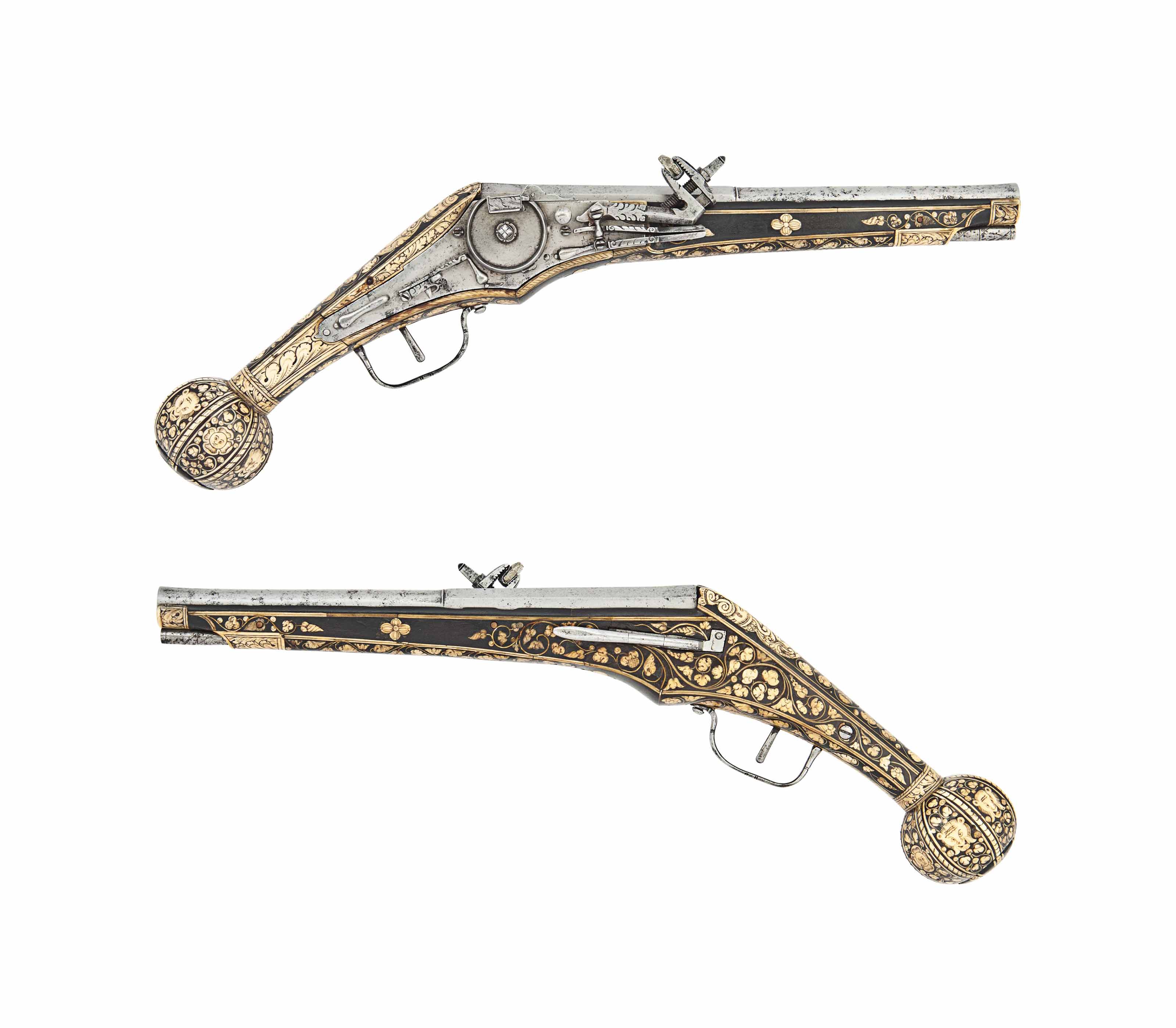 A COMPOSITE GERMAN (NUREMBERG) 28BORE WHEELLOCK HOLSTER PISTOL