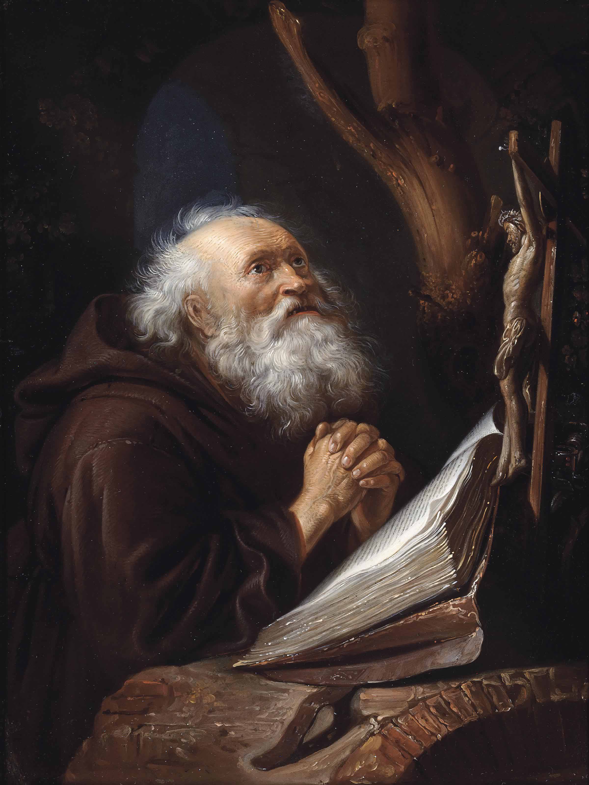 Follower of Gerrit Dou , Saint Jerome in Prayer | Christie's