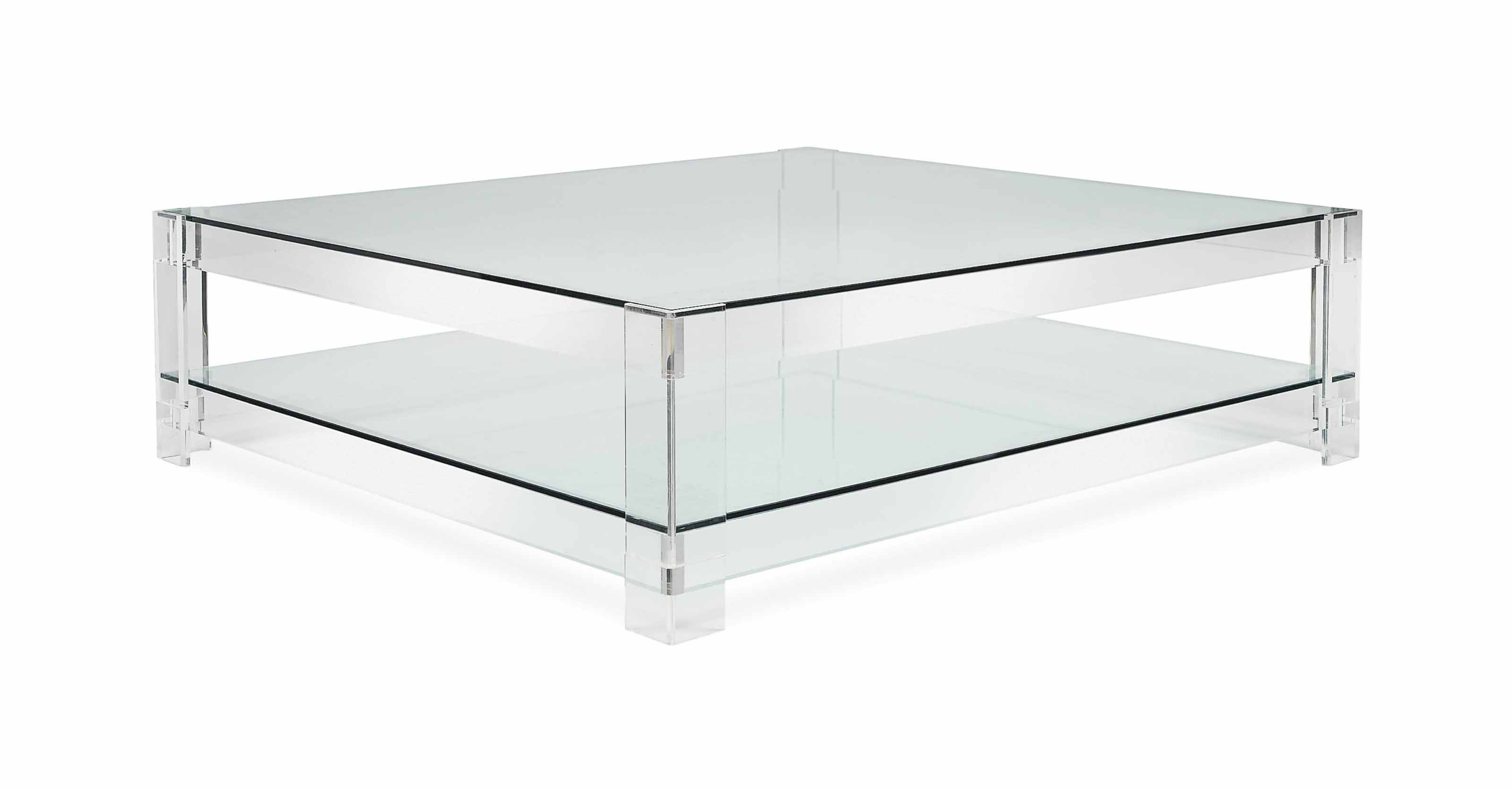 A PERSPEX AND GLASS COFFEE TABLE