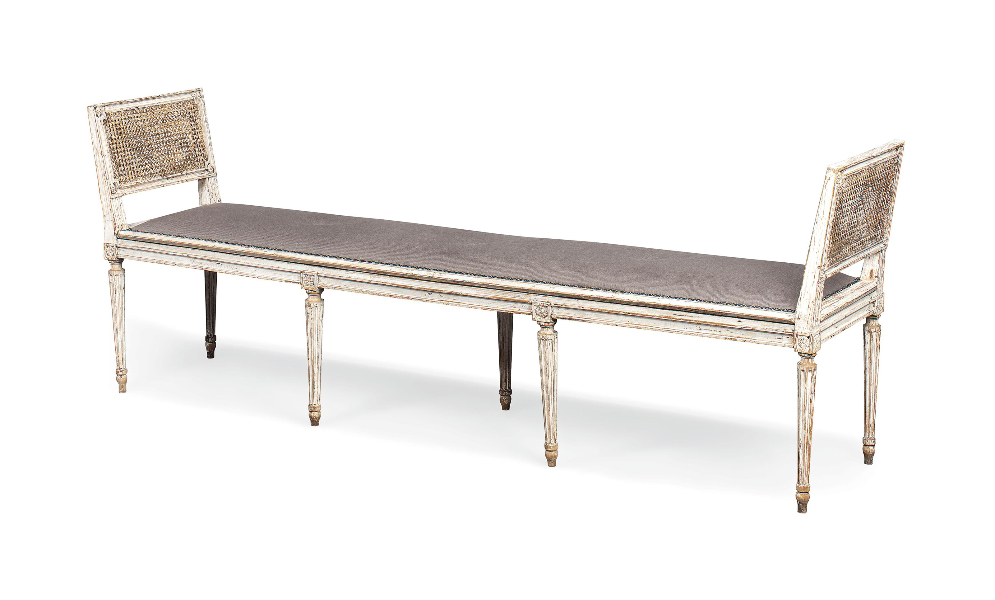 A French White Painted Window Seat Of Louis Xvi Style Late 19th