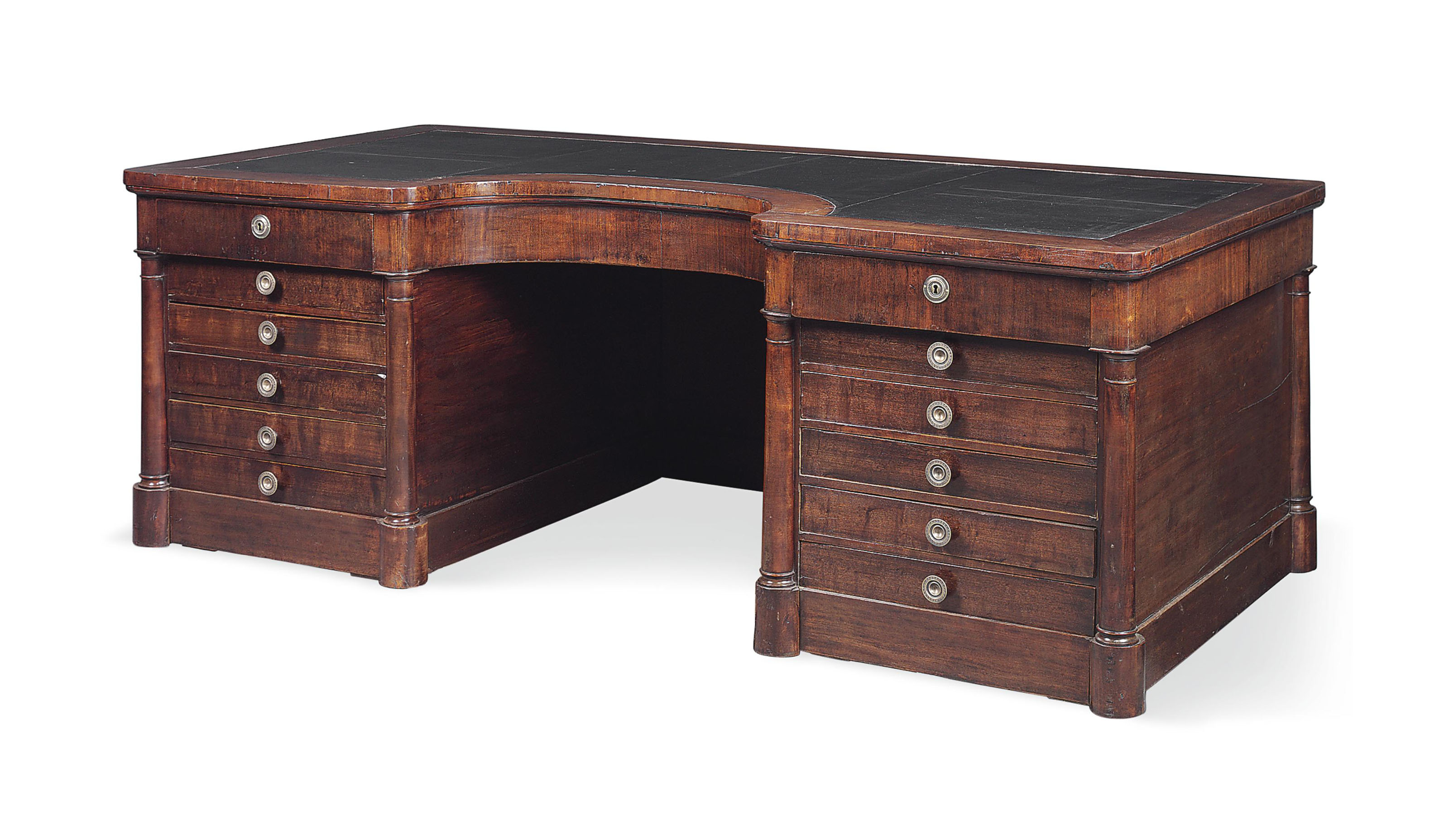 A Large French Mahogany Kneehole Desk Of Empire Style Second