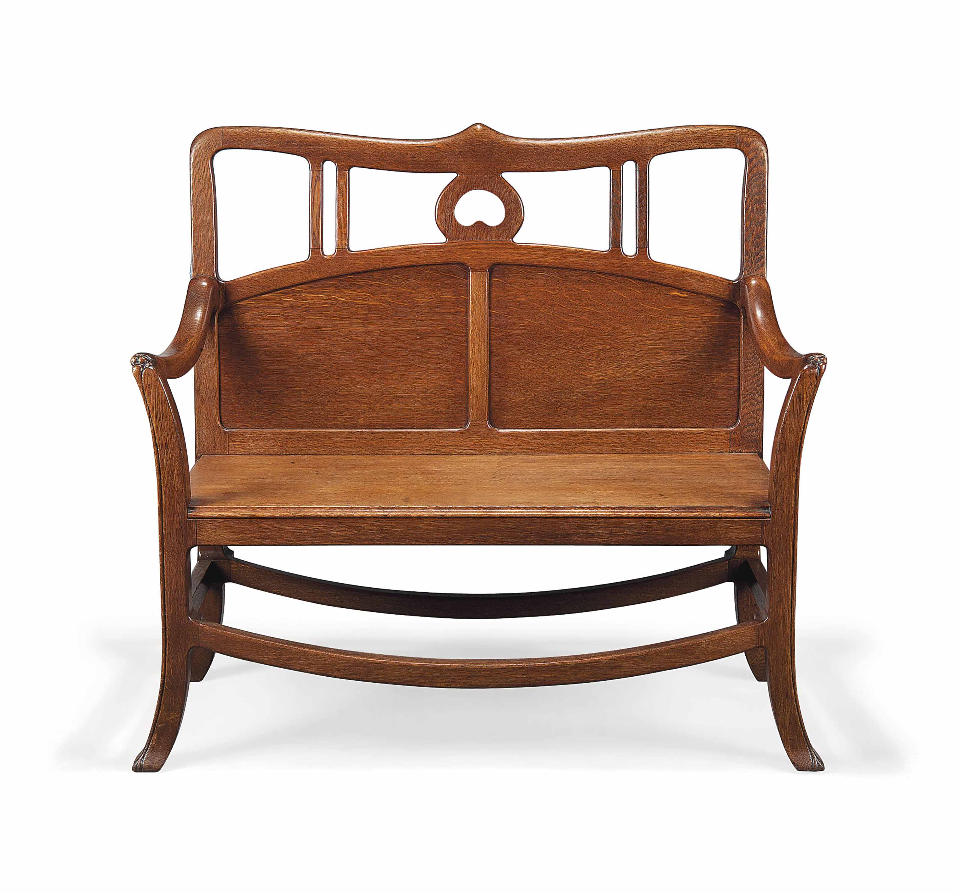 A Late Victorian Art Nouveau Oak Hall Bench Circa 1900 Late