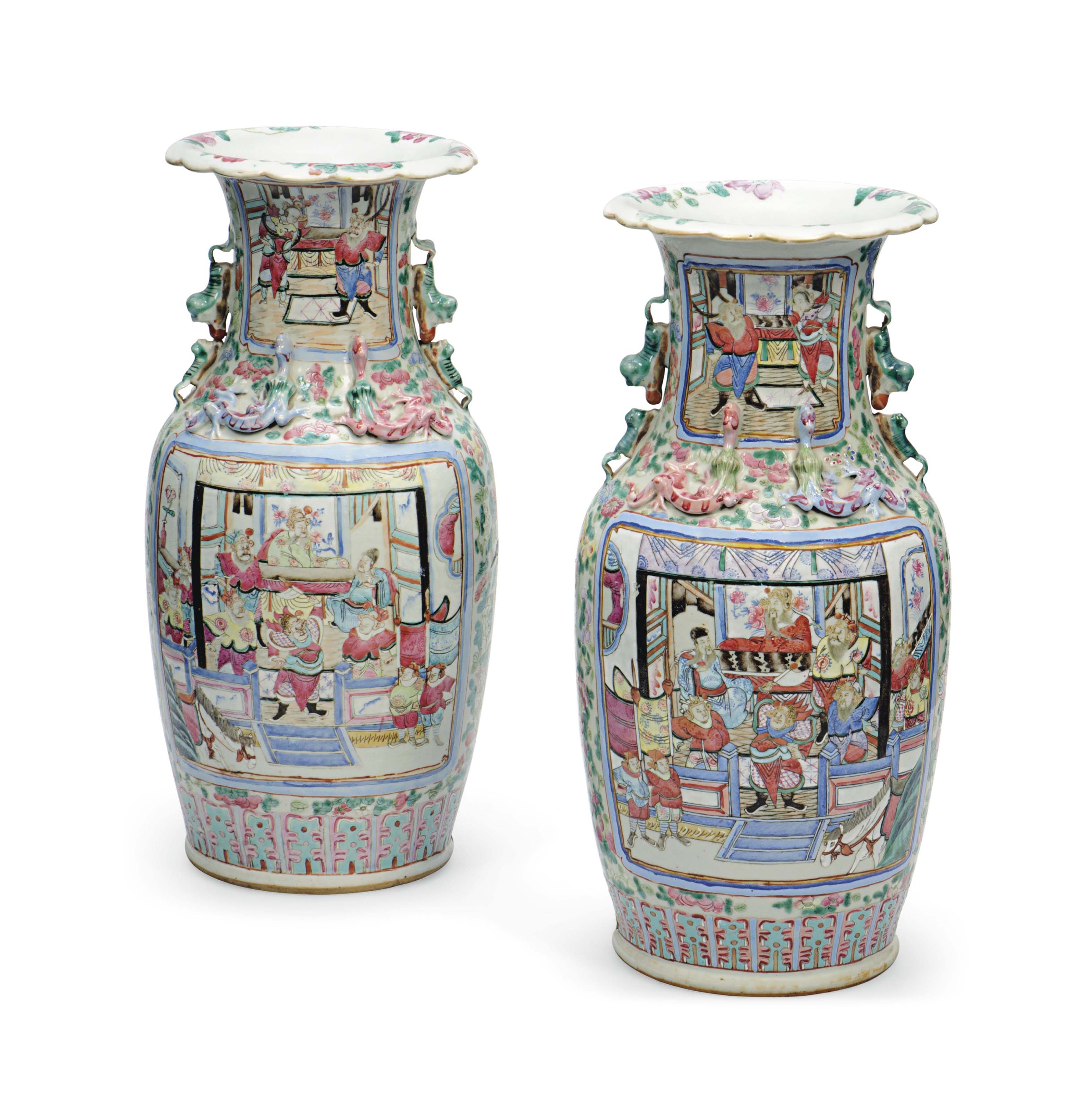 A PAIR OF CHINESE FAMILLE ROSE BALUSTER VASES , 19TH CENTURY Christie's