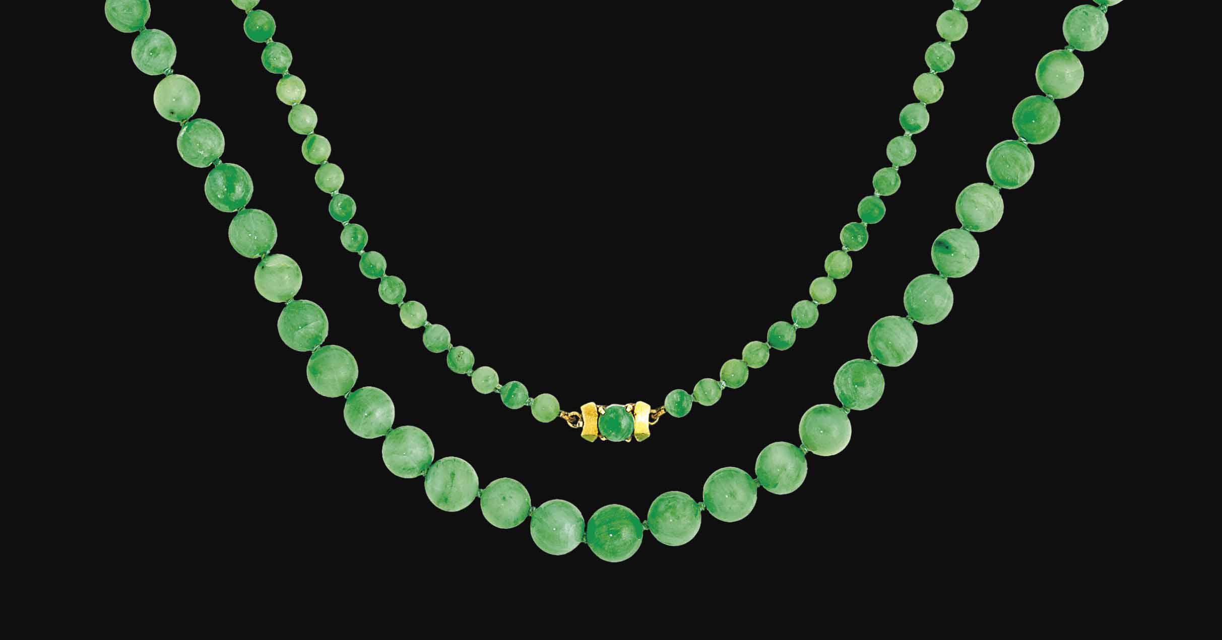 A jadeite jade bead necklace Christie's