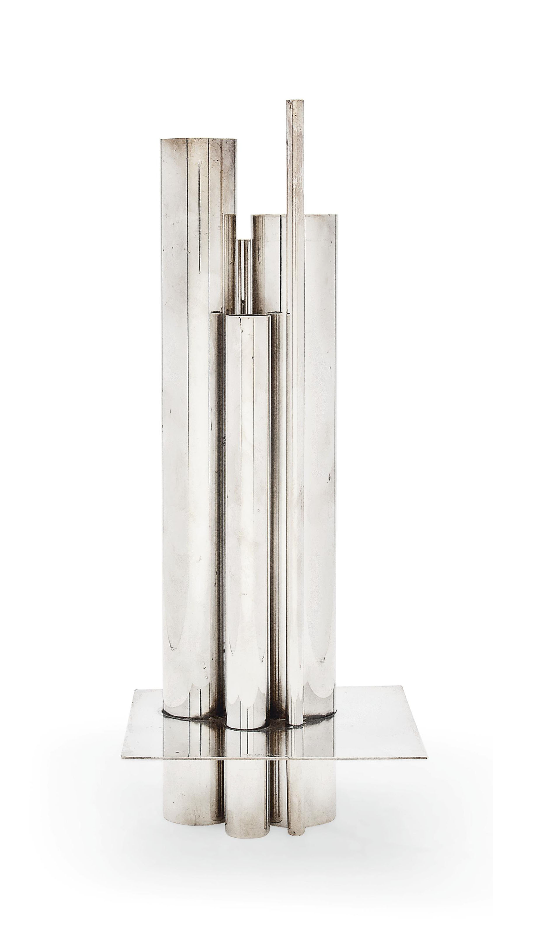 A GIO PONTI (1891-1979) GALLIA METAL TUBULAR VASE FOR CHRISTOFLE