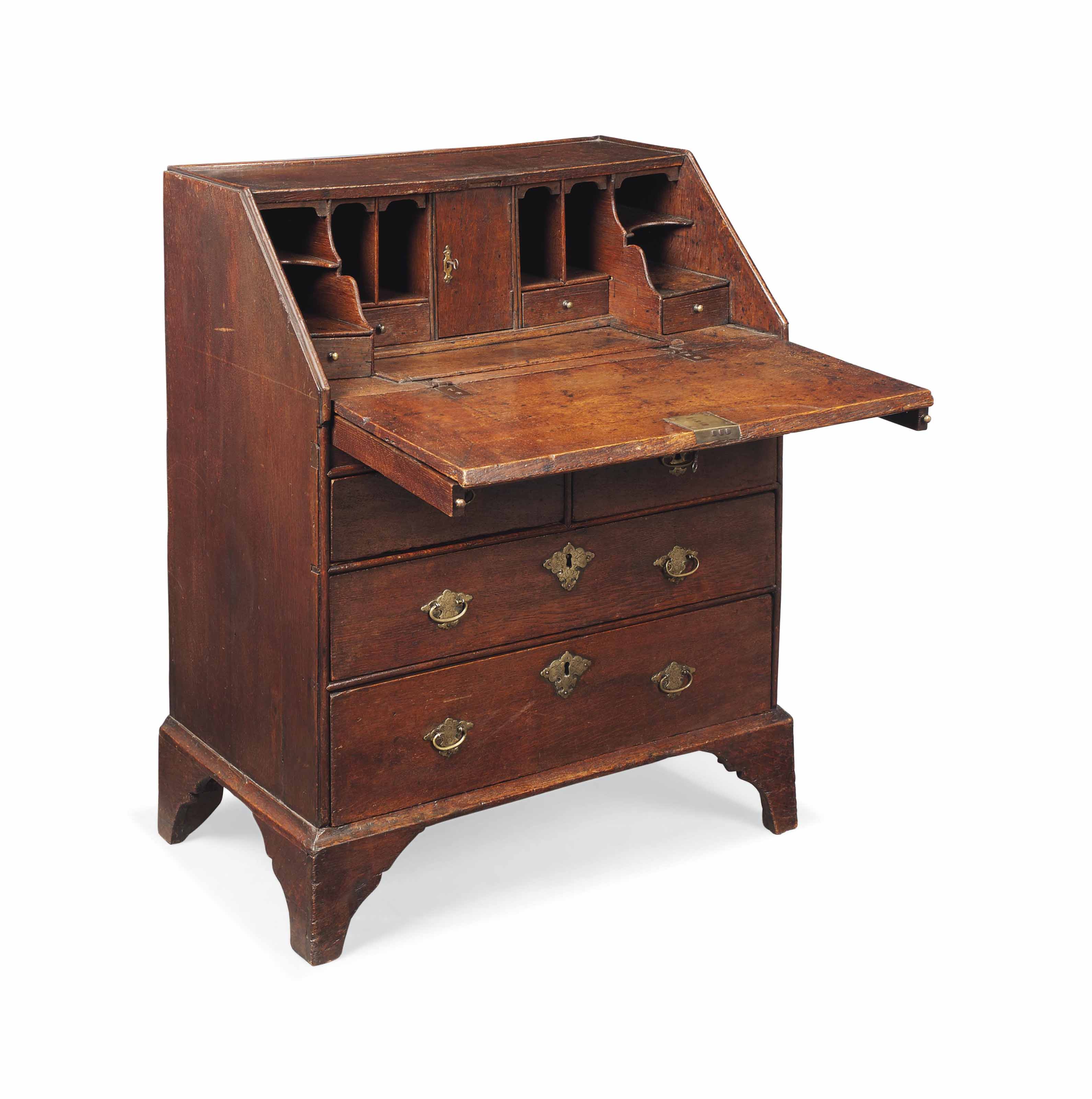 A Small George I Oak Bureau Early 18th Century Furniture