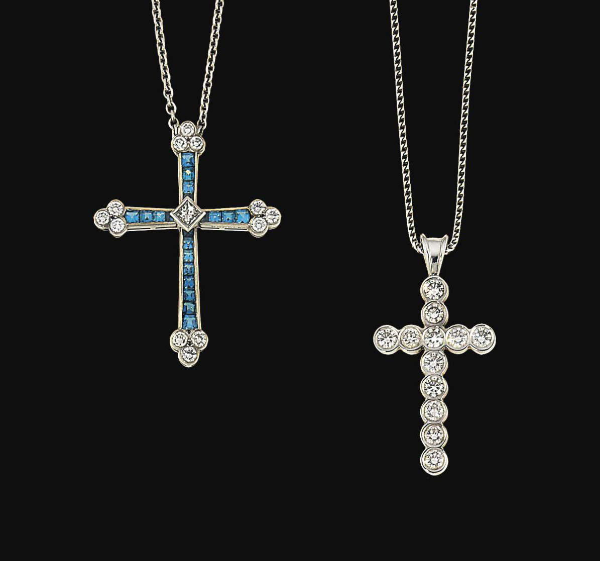 A diamond pendant by Theo Fennell and a gem set pendant by