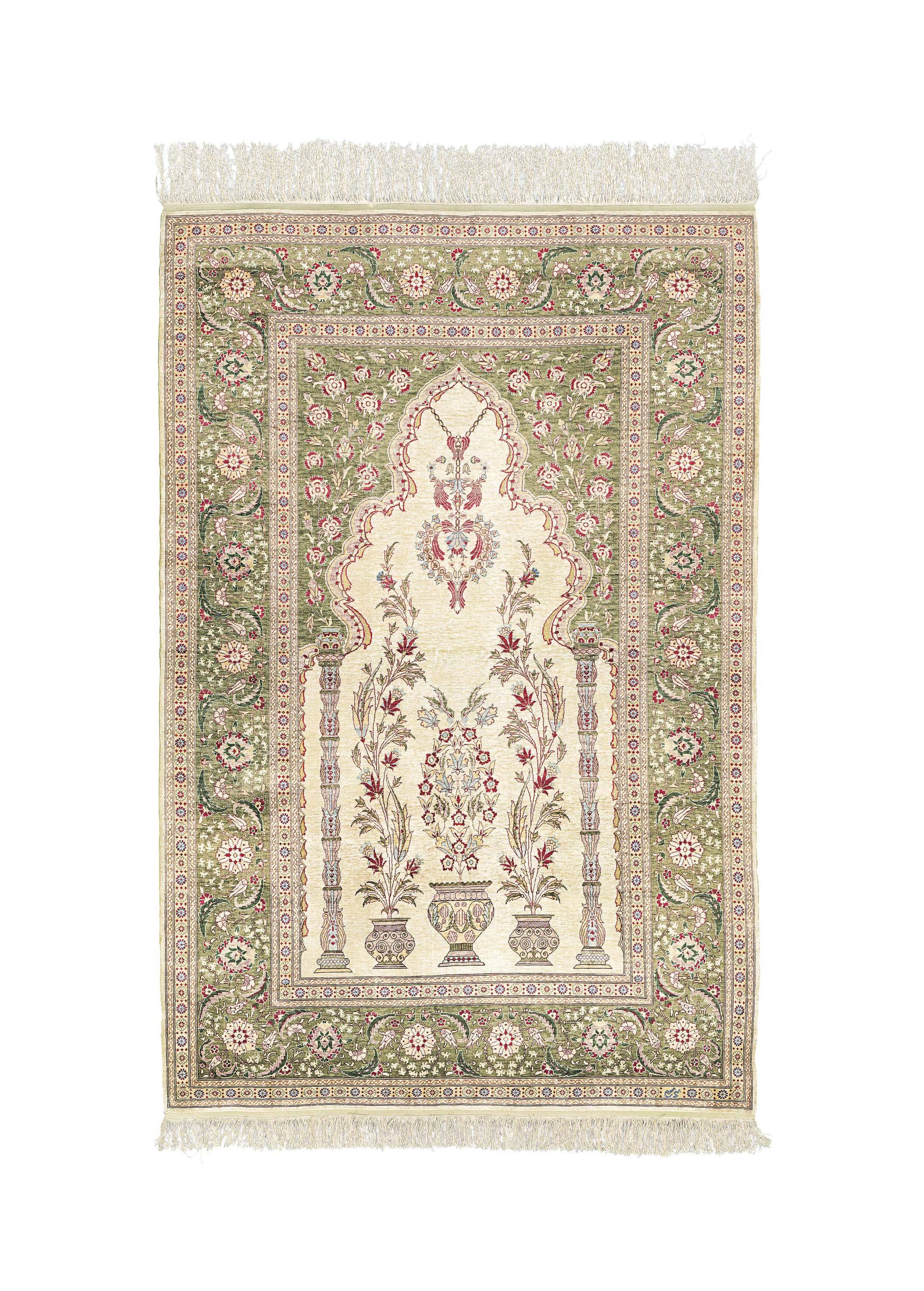 An extremely fine silk gold thread Hereke prayer rug Christie #39 s
