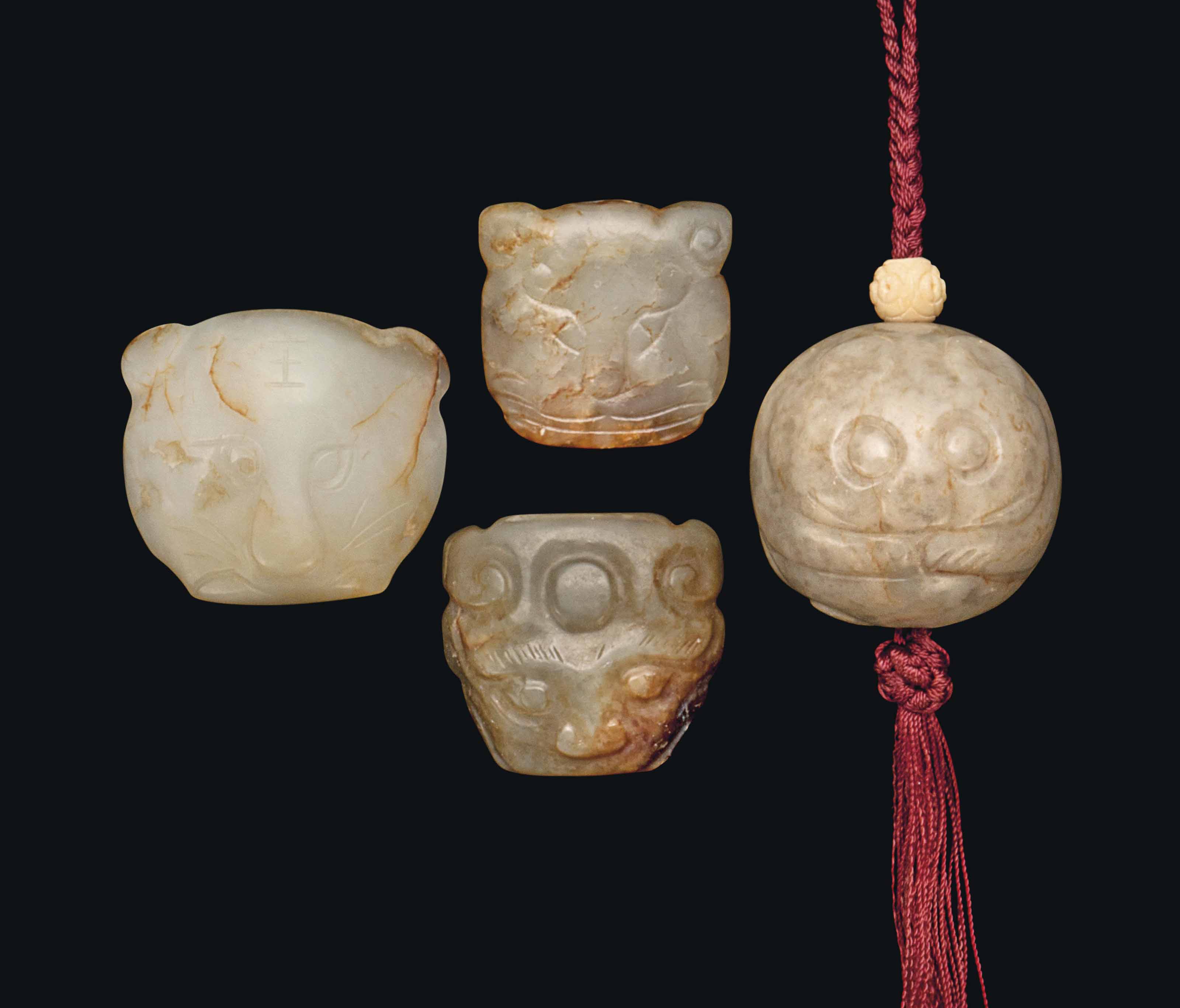 FOUR CHINESE JADE CARVINGS
