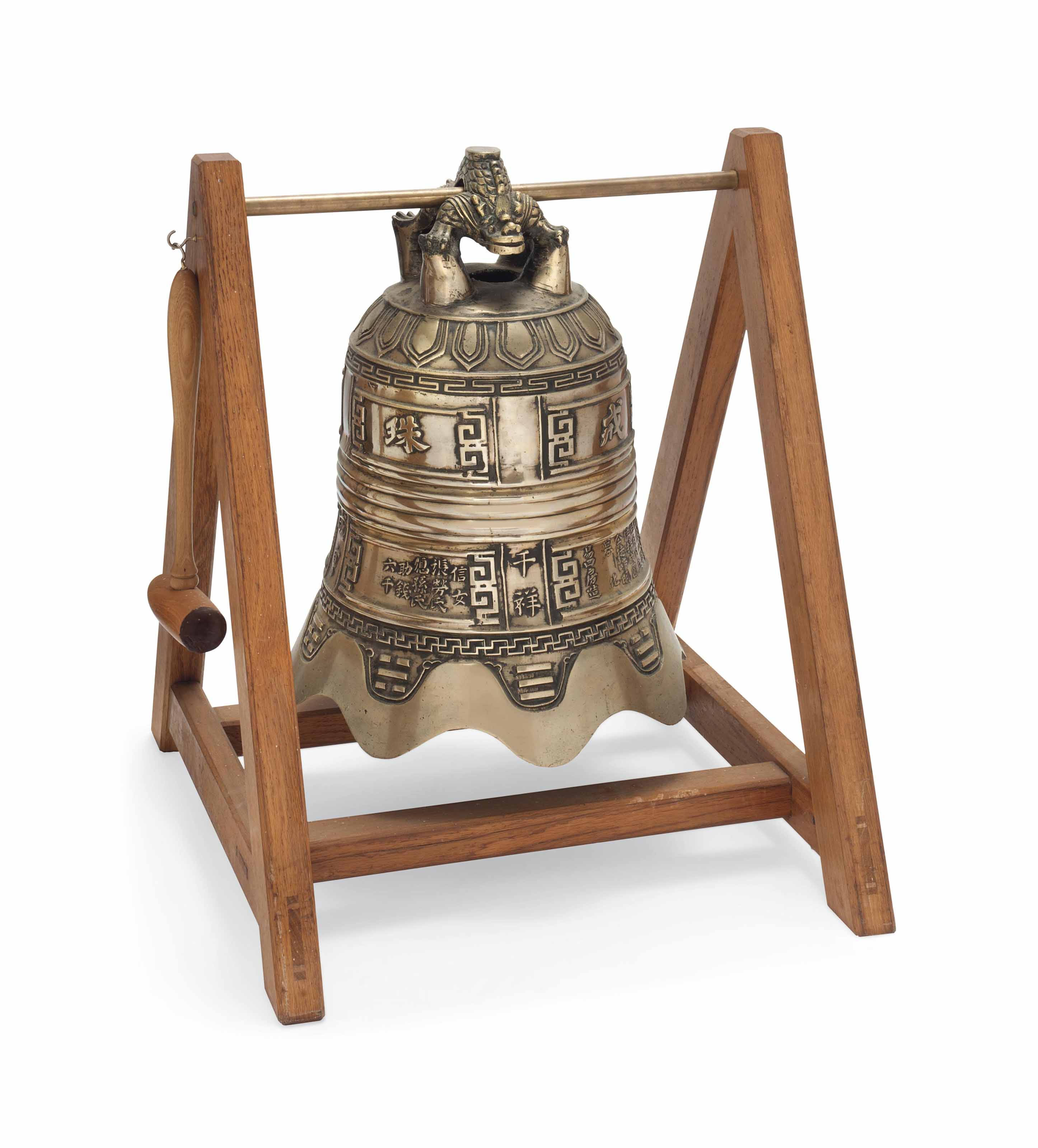 A LARGE CHINESE BRONZE BELL , DATED EIGHTH YEAR OF TONGZHI PERIOD (1862