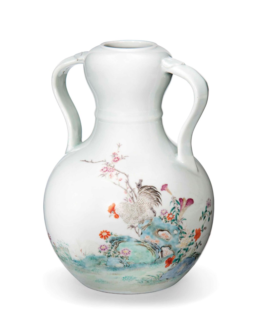 A CHINESE FAMILLE ROSE 'GARLICHEAD' BOTTLE VASE