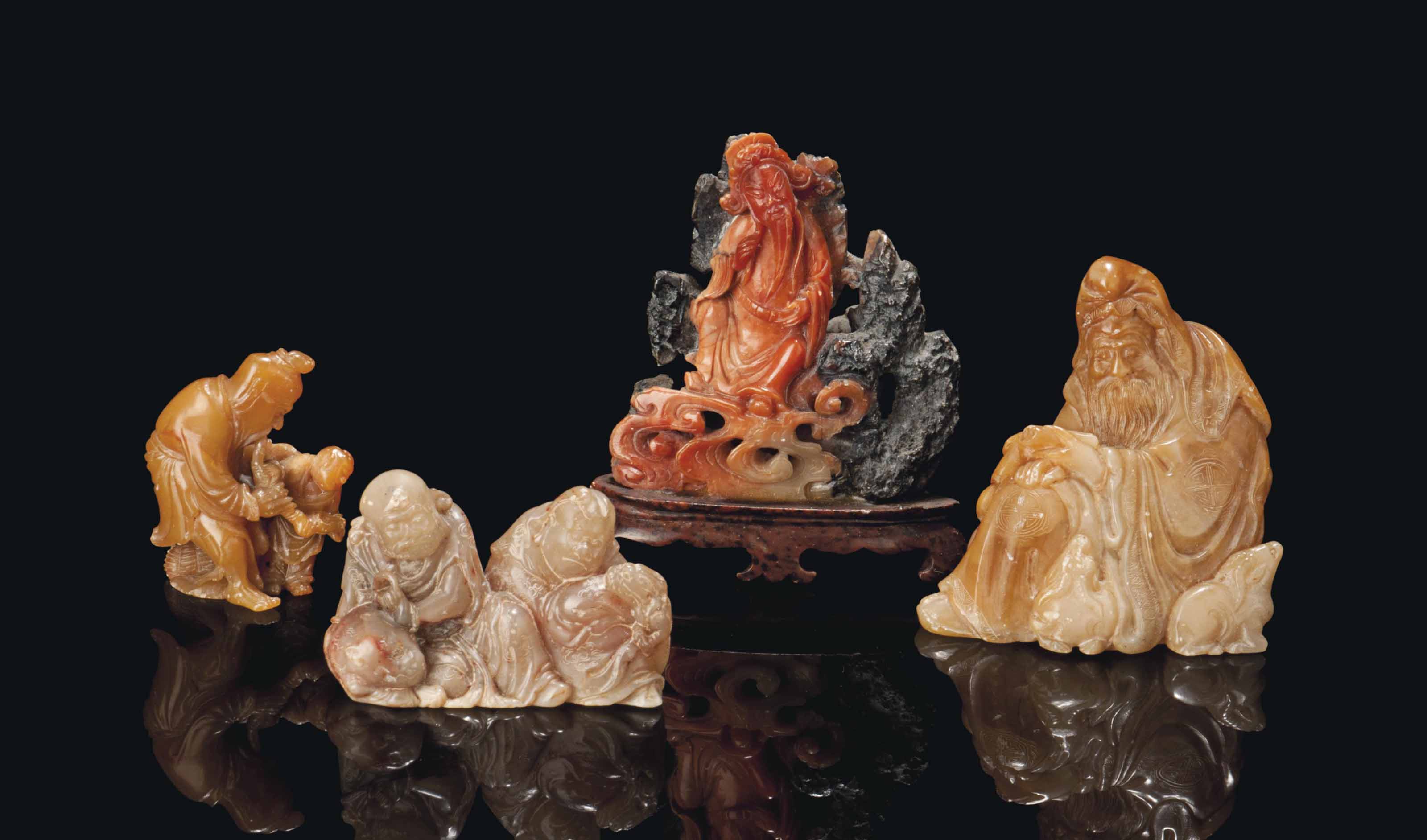 Four Chinese Soapstone Carvings 19th 20th Century 19th Century Figural Christie S