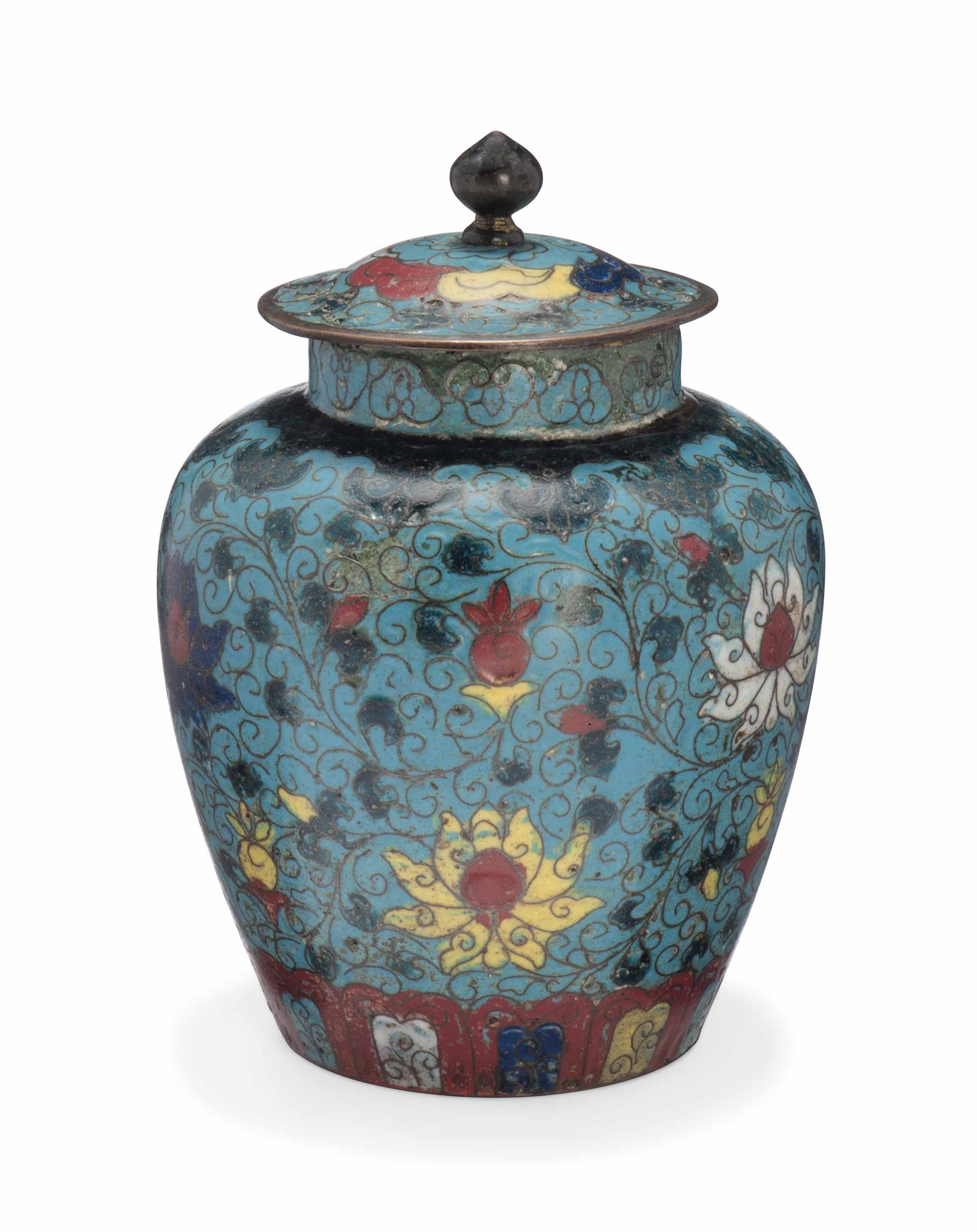 A CHINESE CLOISONNÉ ENAMEL JAR AND COVER , MING DYNASTY (13681644