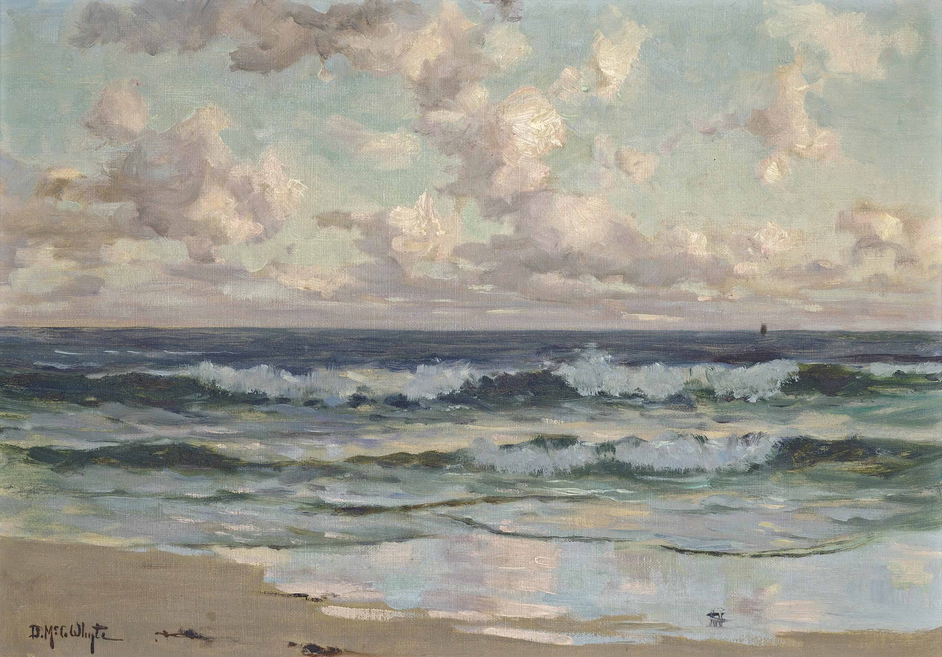 Duncan Mcgregor Whyte 1866 1953 Waves Breaking Dawn 19th