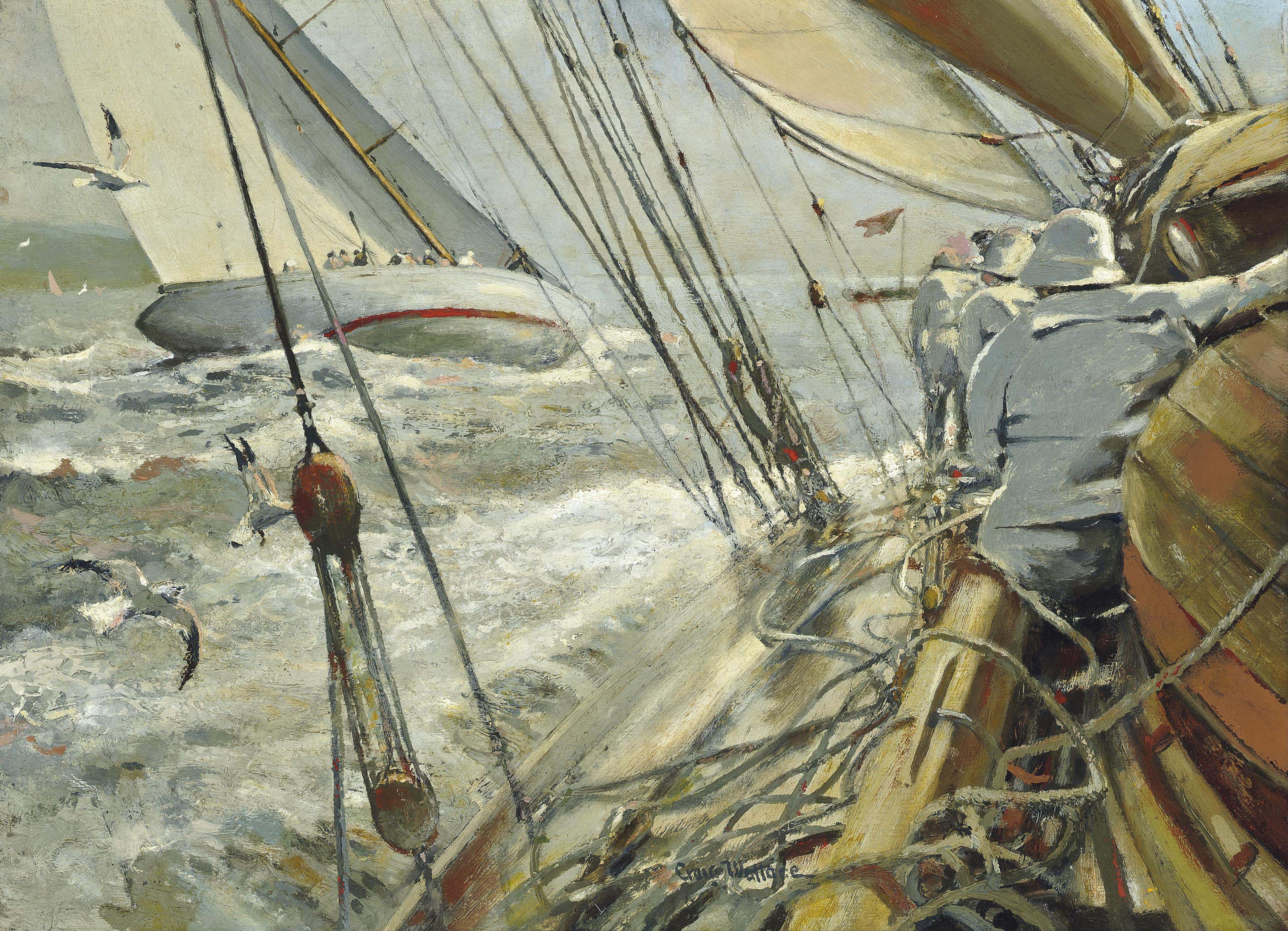 Robert Craig-Wallace (1886-1969) , Velsheda and Vida IV competing in