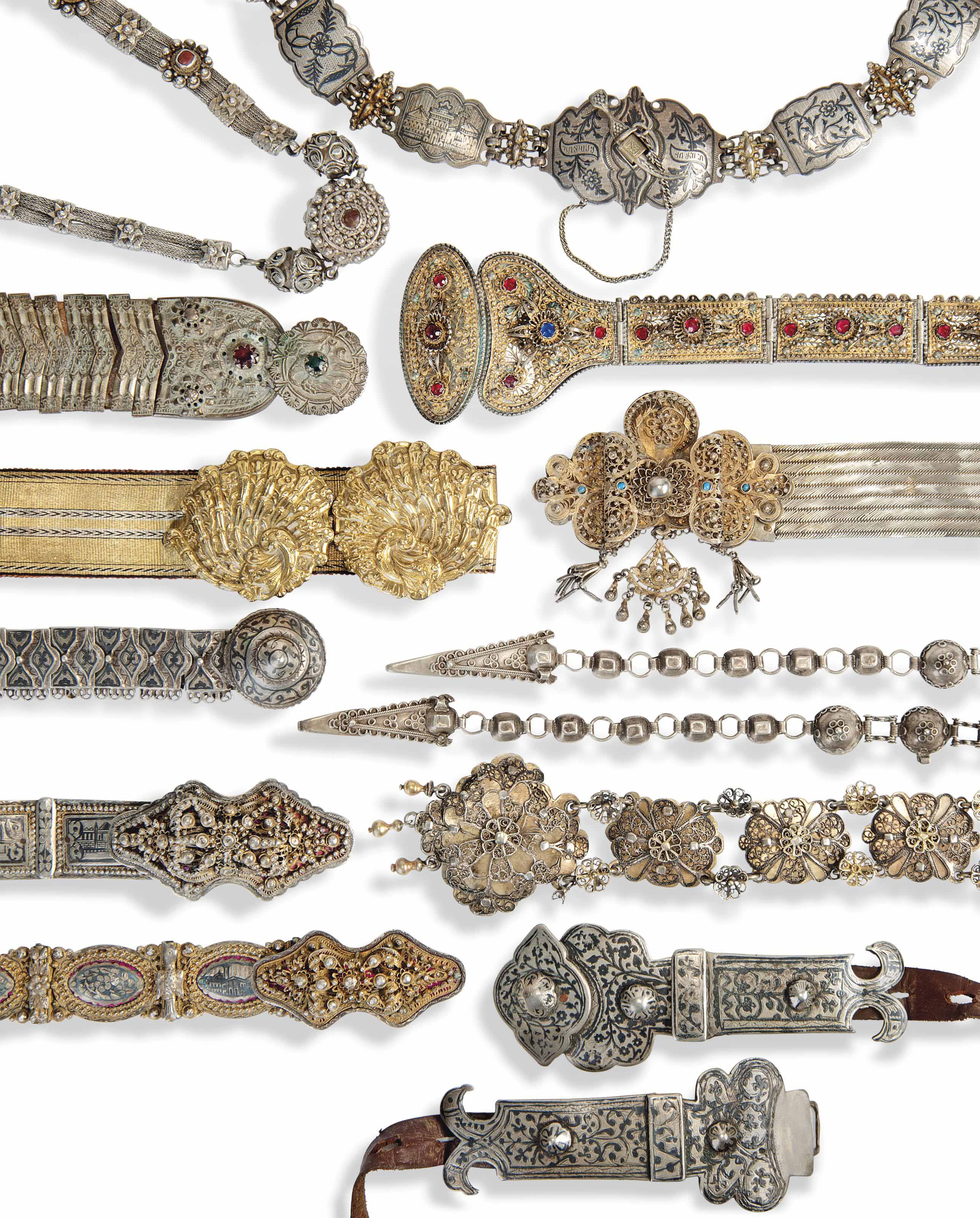 TEN SILVER BELTS, OTTOMAN TURKEY AND PROVINCES, LATE 19TH 