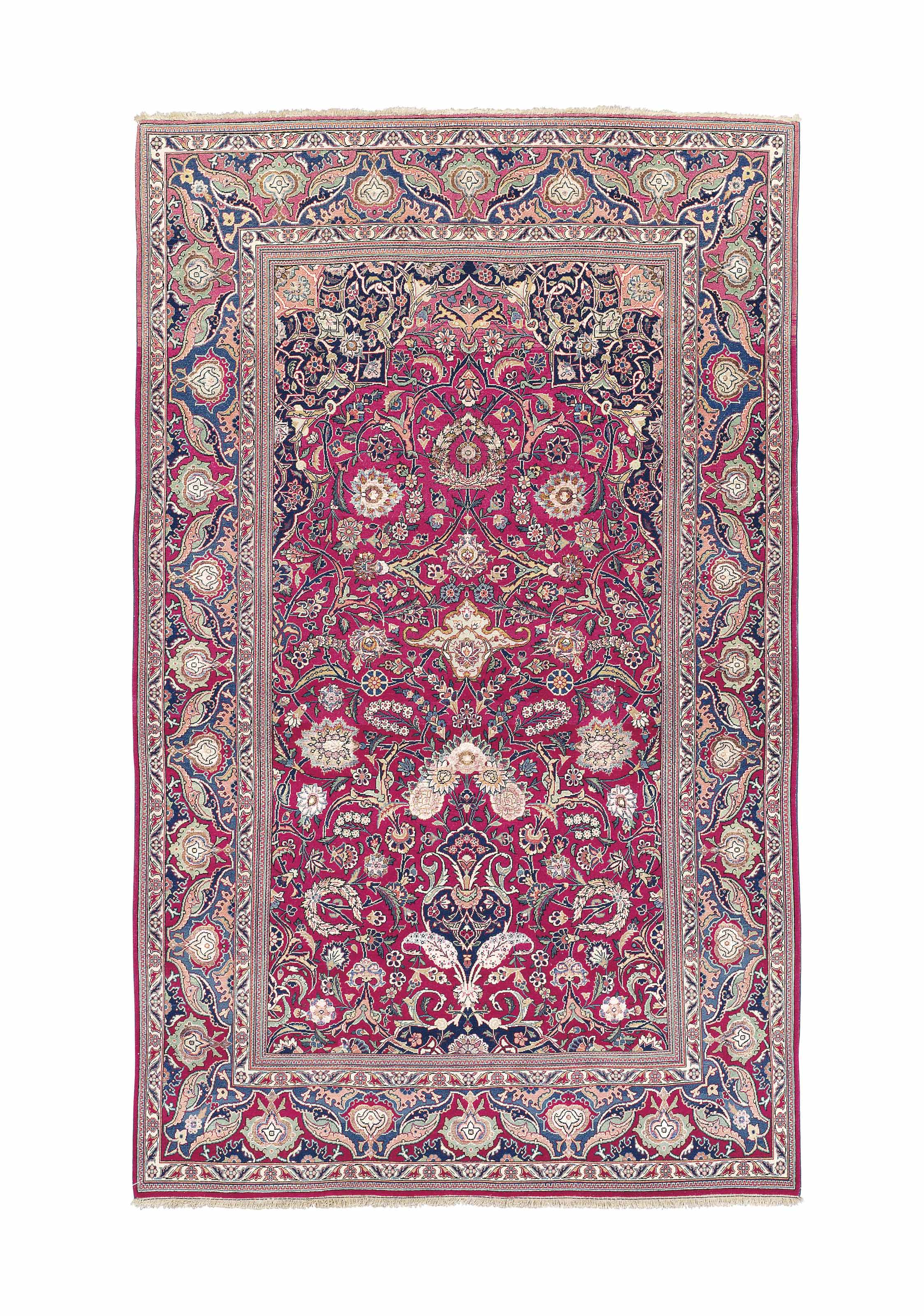 A very fine part silk Kashan prayer rug Christie's