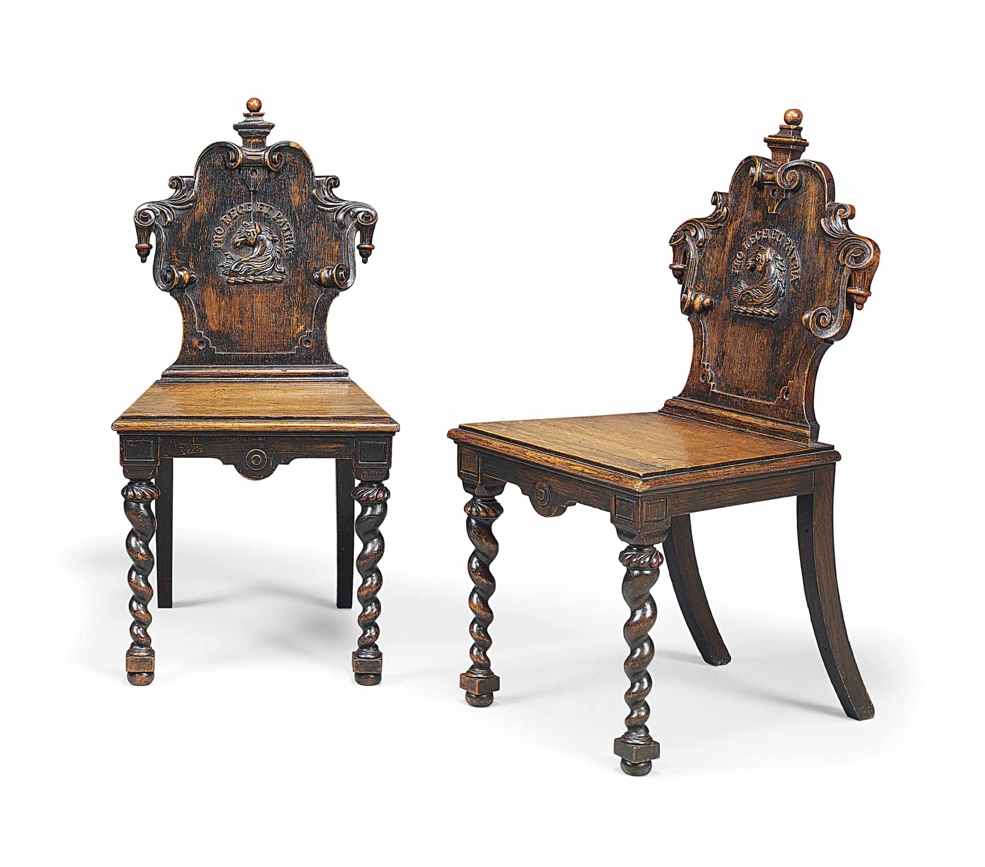 A PAIR OF MIDVICTORIAN HALL CHAIRS , LATE 19TH CENTURY Christie's
