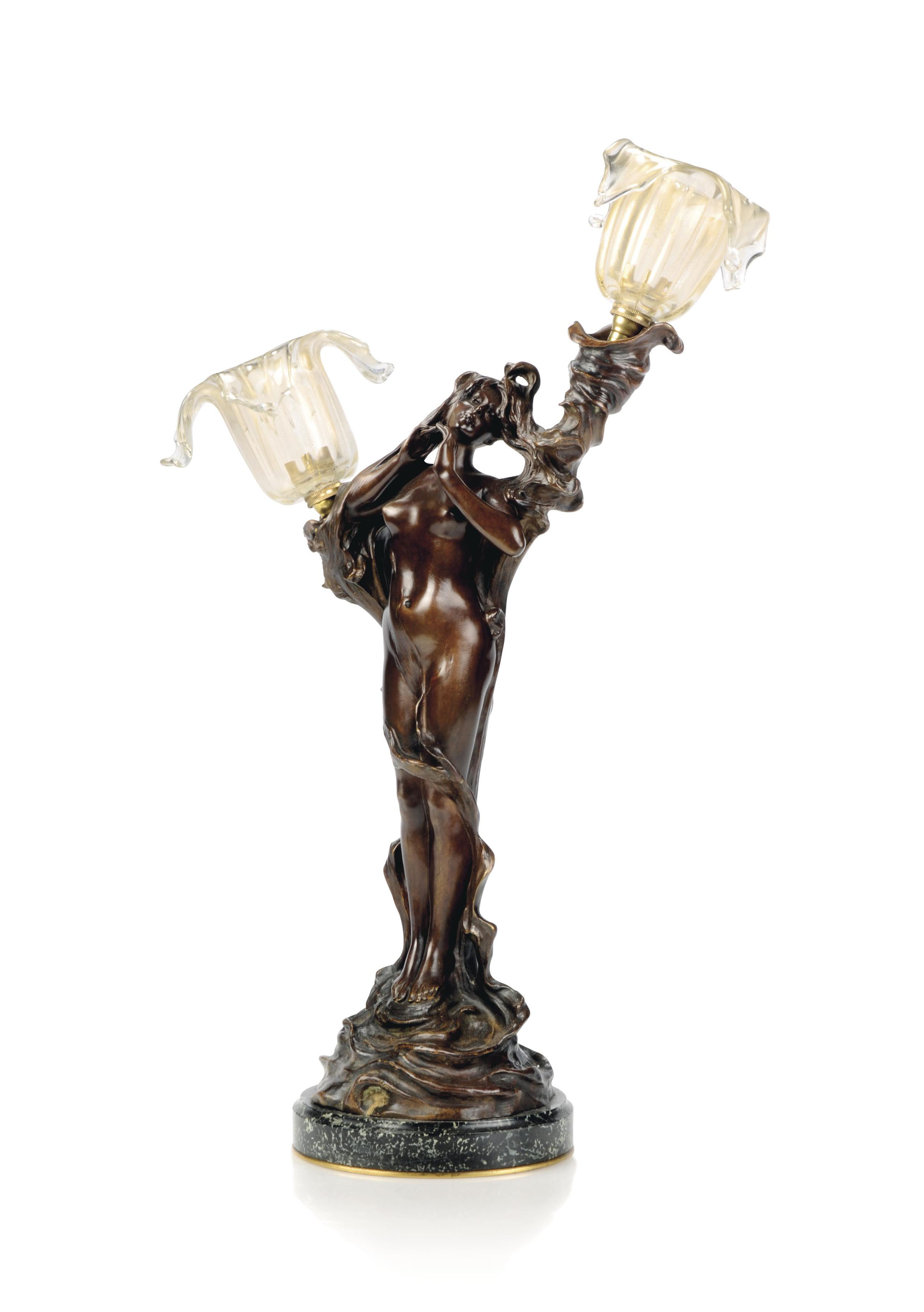 A FLAMAND ART NOUVEAU BRONZE FIGURAL LAMP , CIRCA 1900 Christie's