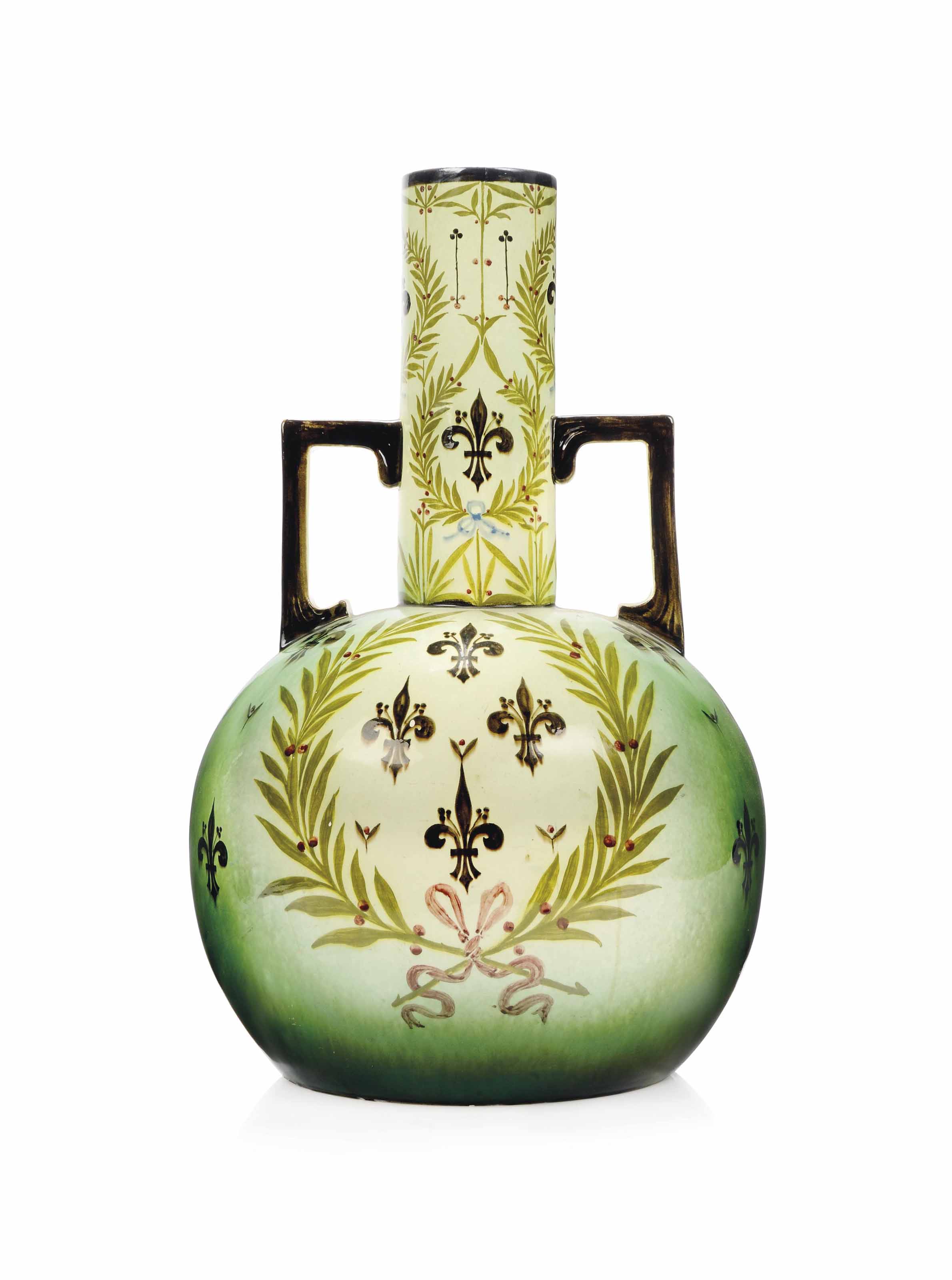 A LARGE DR CHRISTOPHER DRESSER DESIGNED TWINHANDLED VASE, ATTRIBUTED