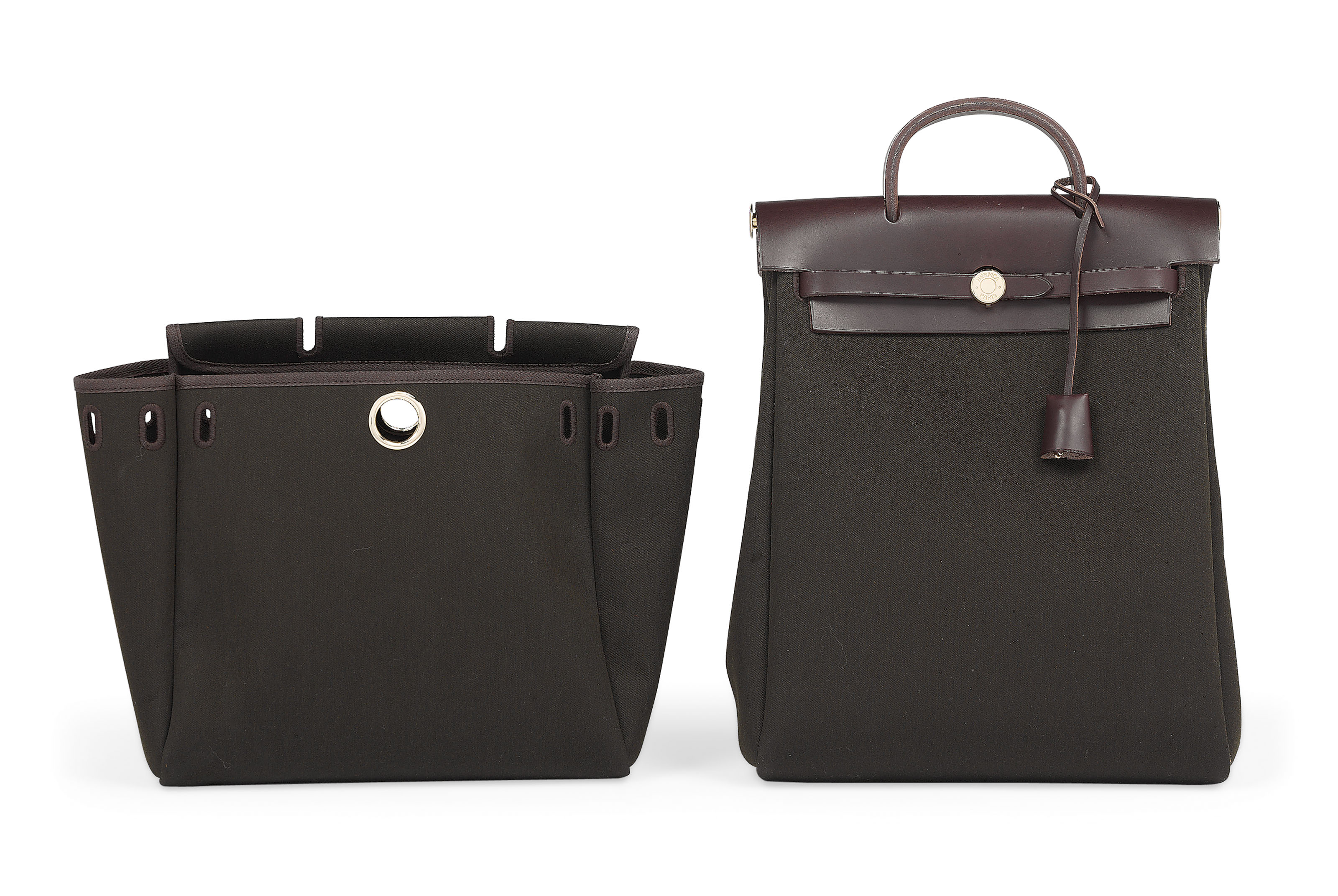 A Bottle Green Canvas and Chocolate Brown Leather Herbag A Dos