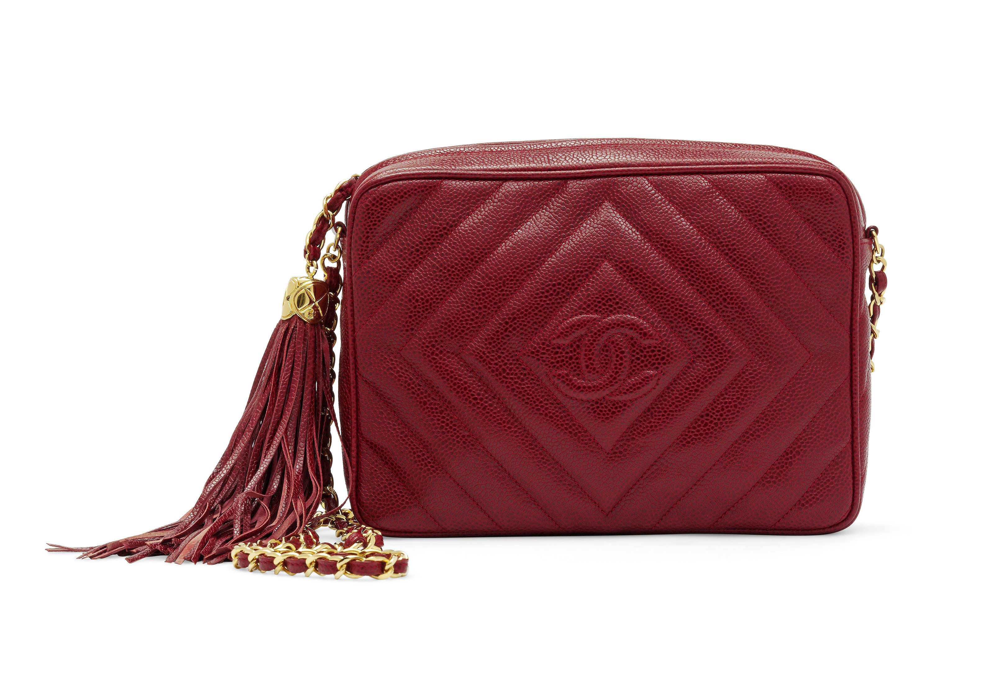 A RASPBERRY CHEVRON QUILTED LEATHER SHOULDER BAG, CHANEL, 199194