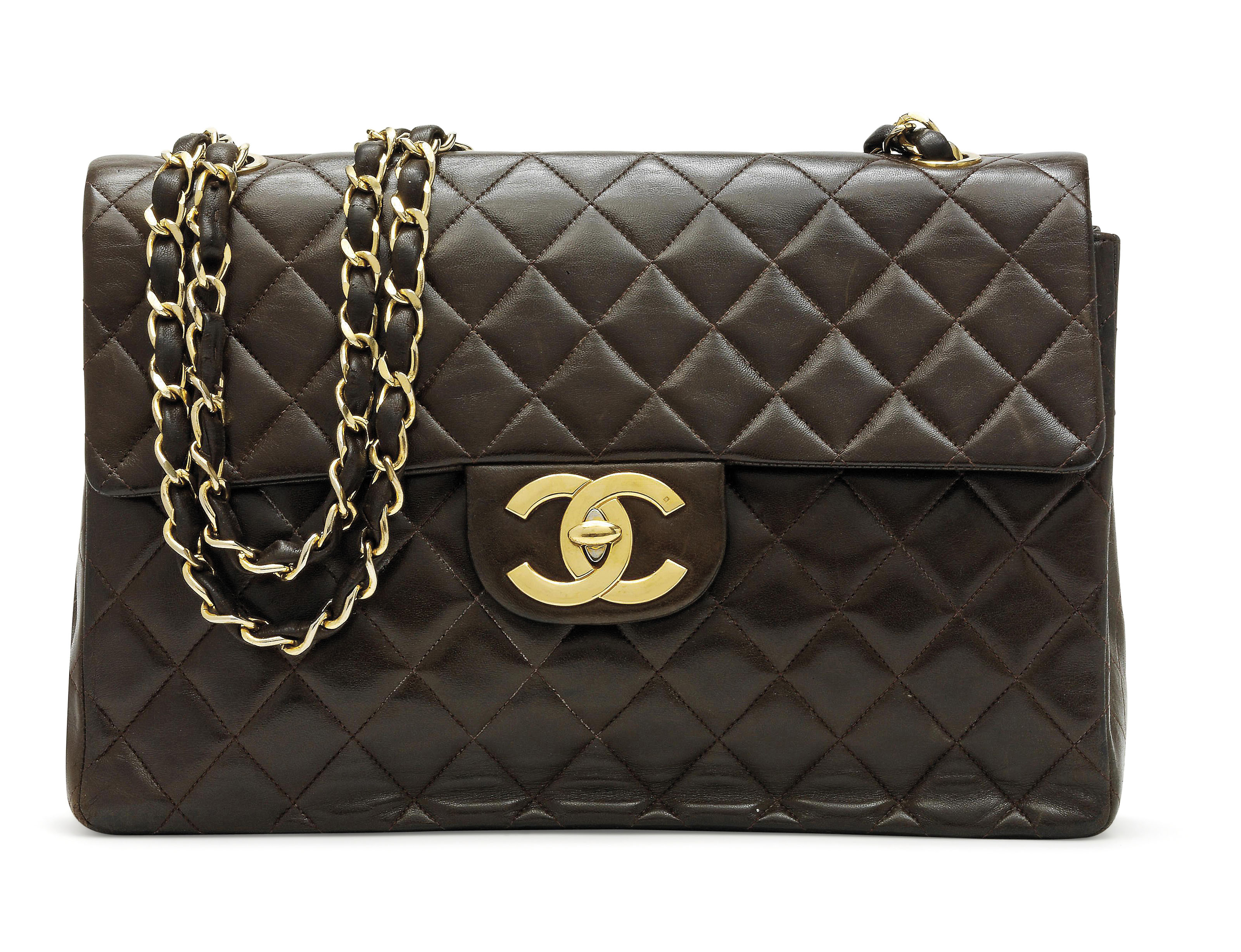 A SEPIA BROWN LEATHER CLASSIC SINGLE FLAP BAG, CHANEL, 1986-88