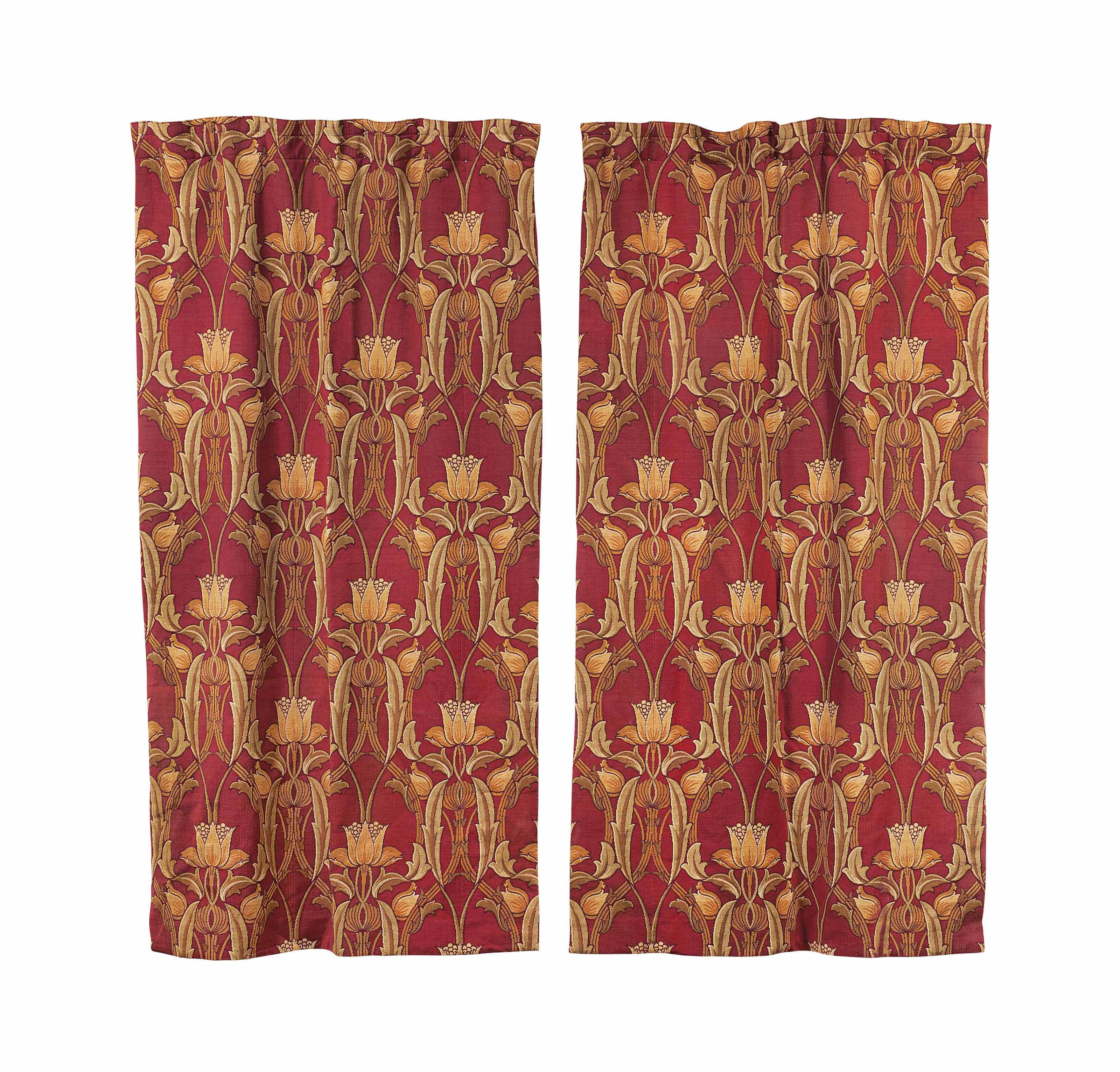 A Pair Of Arts And Crafts Woven Wool And Cotton Curtains