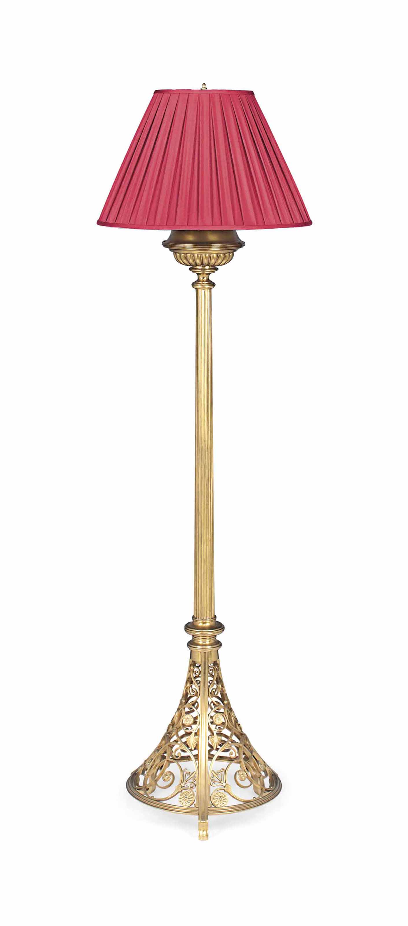 A Gothic Revival Brass Floor Lamp Late 19th Century Flowers