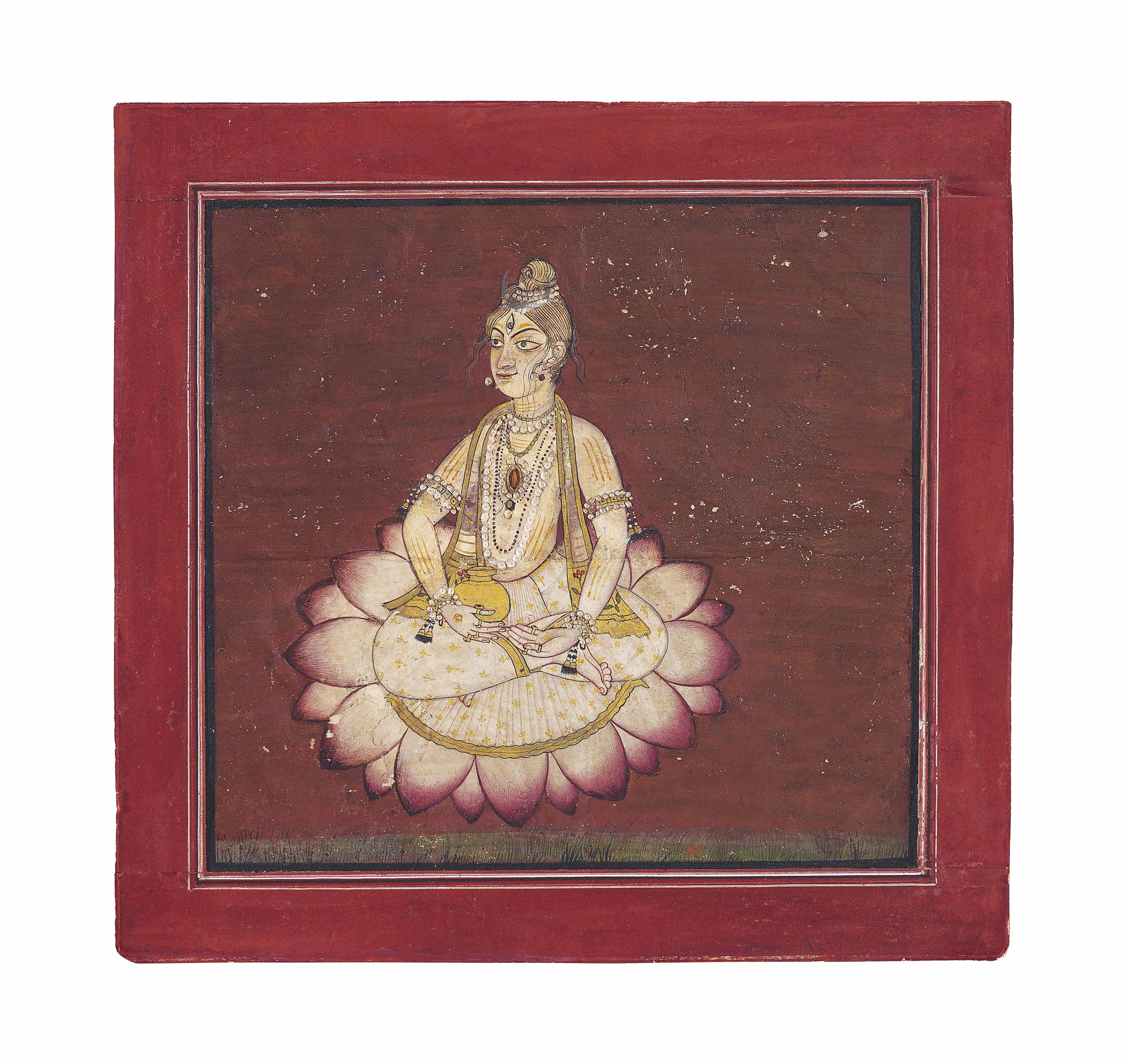 A Painting Of Shiva Seated On A Lotus India Basohli Circa 1720