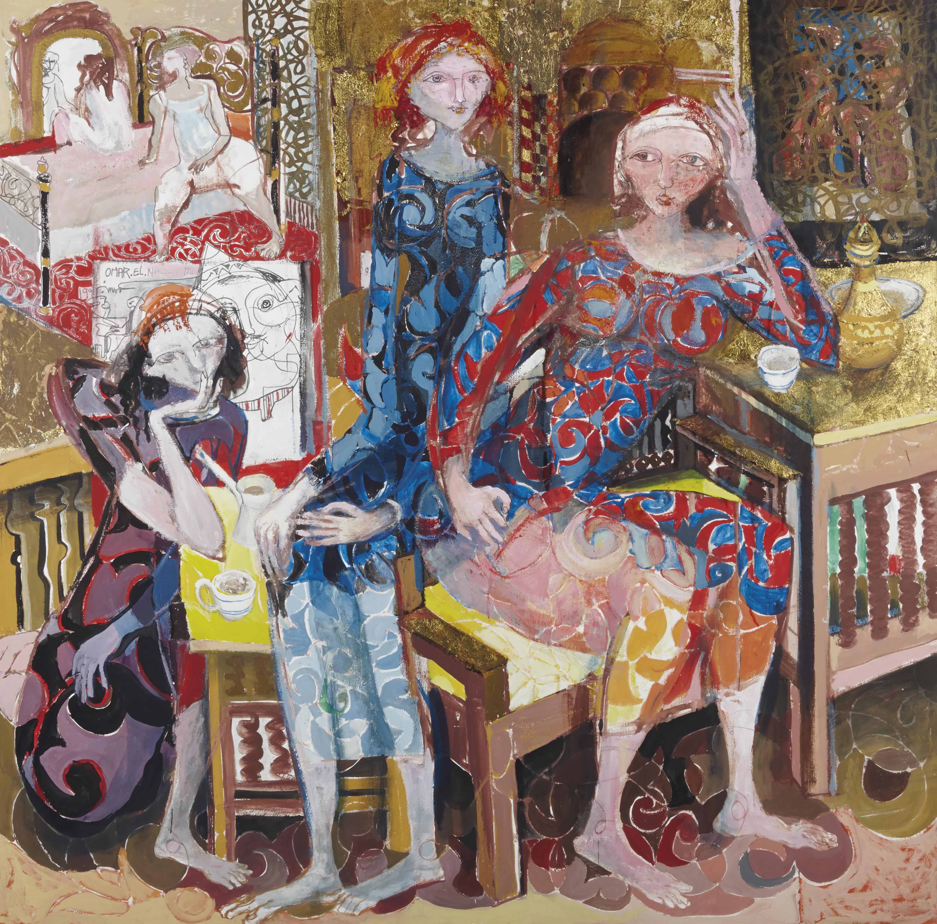 Omar ElNagdi (Egyptian, b. 1931) , L'attente (The Waiting) Christie's