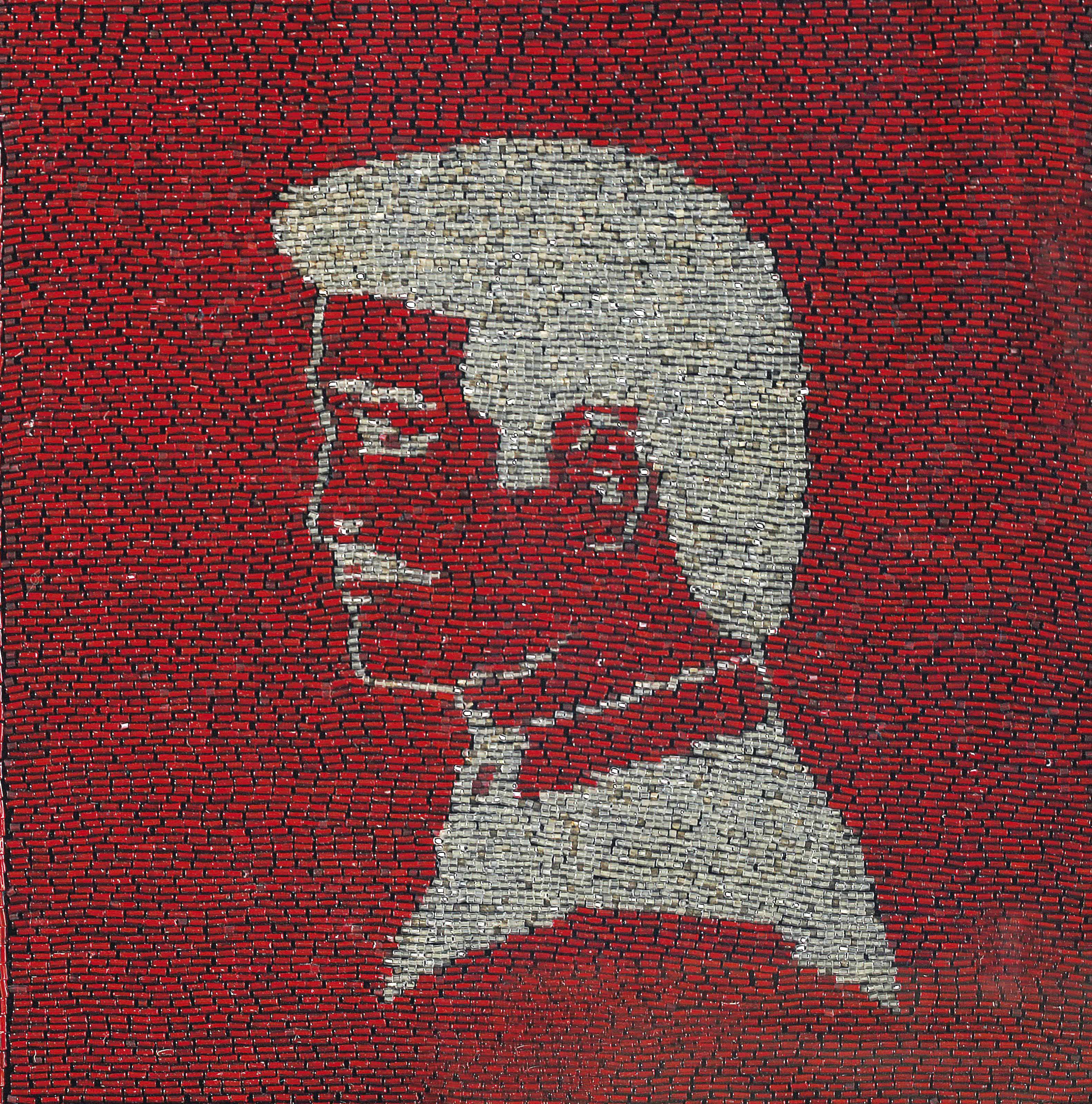 Farhad Moshiri (Iranian, b. 1963) , Silver Portrait on Red 2 | Christie’s