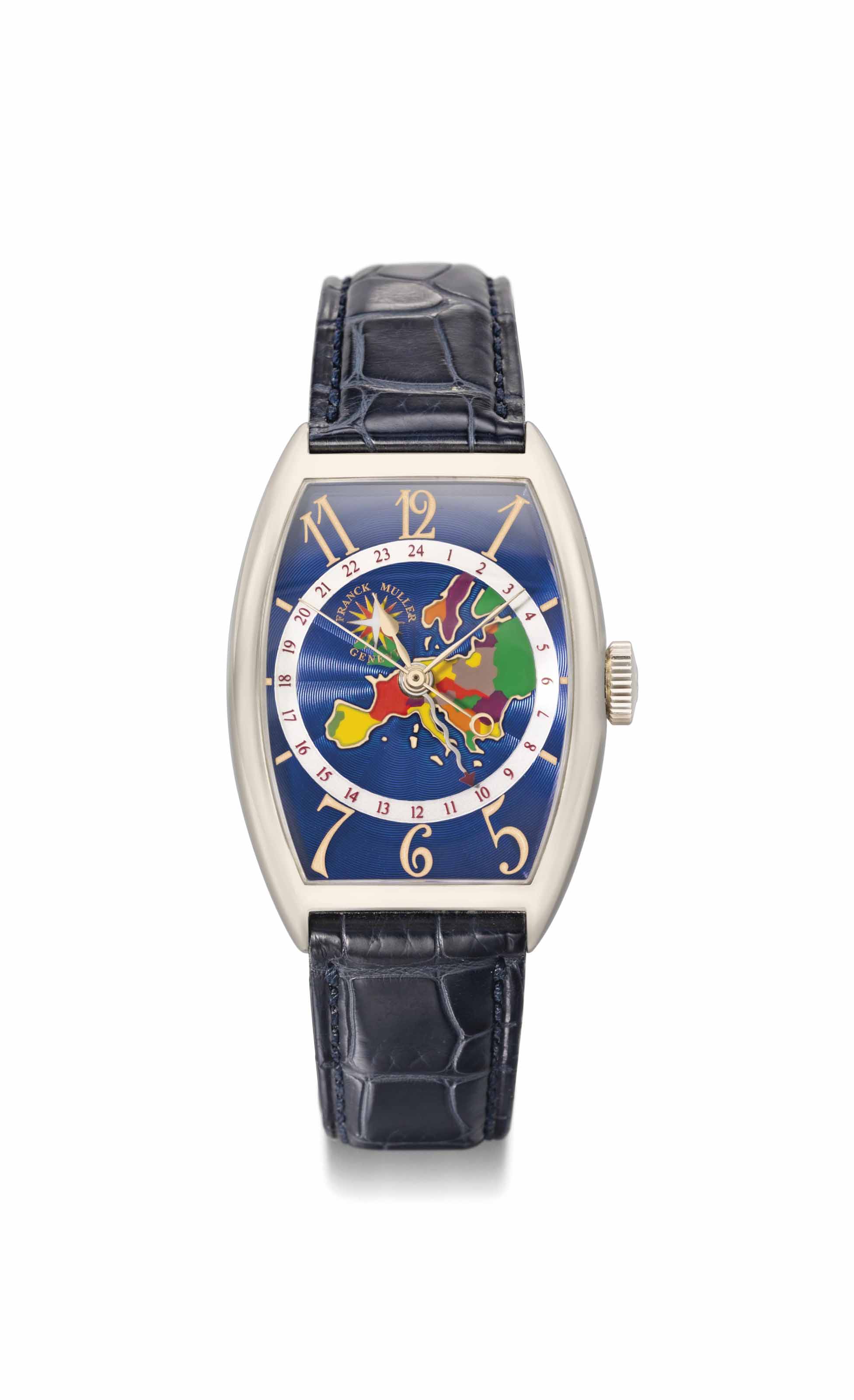 Franck Muller. An attractive 18K white gold automatic dual time