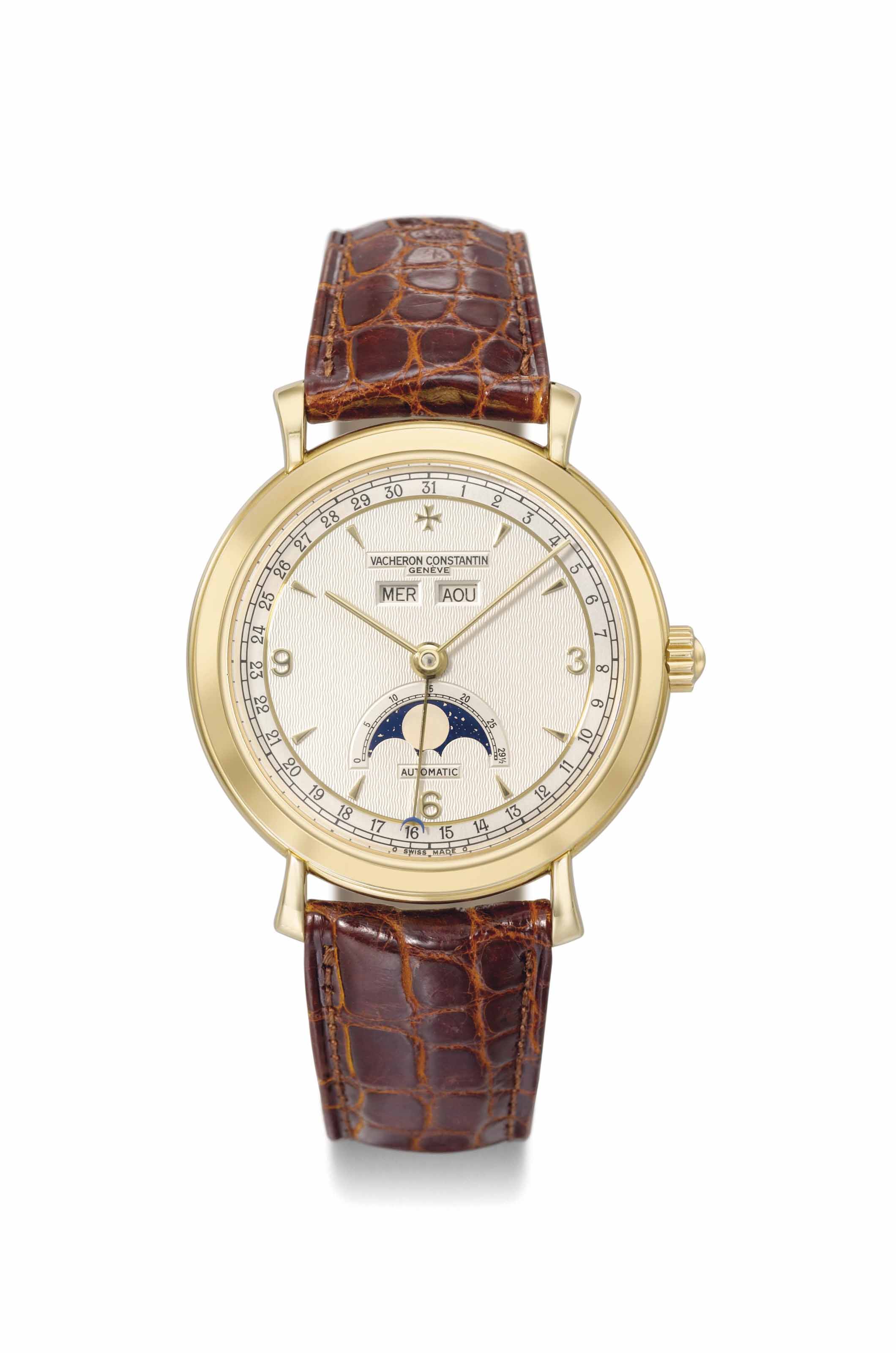 Vacheron Constantin. A fine 18K gold automatic triple calendar