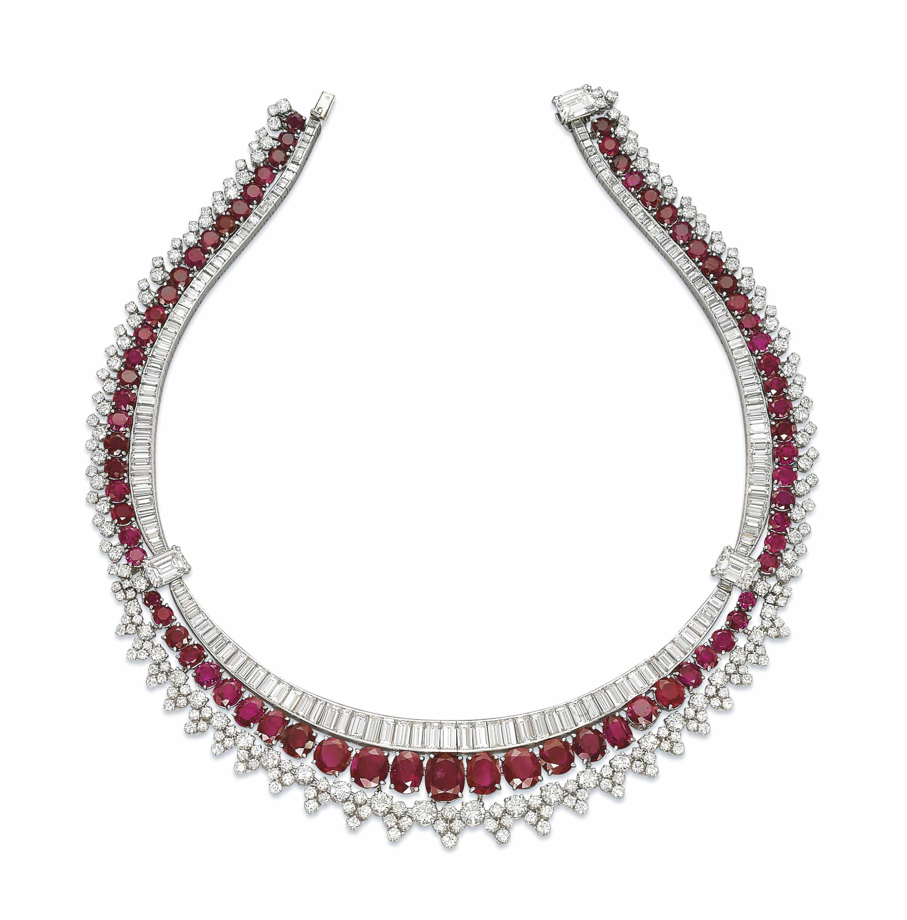 AN ELEGANT RUBY AND DIAMOND NECKLACE, BY HARRY WINSTON ...