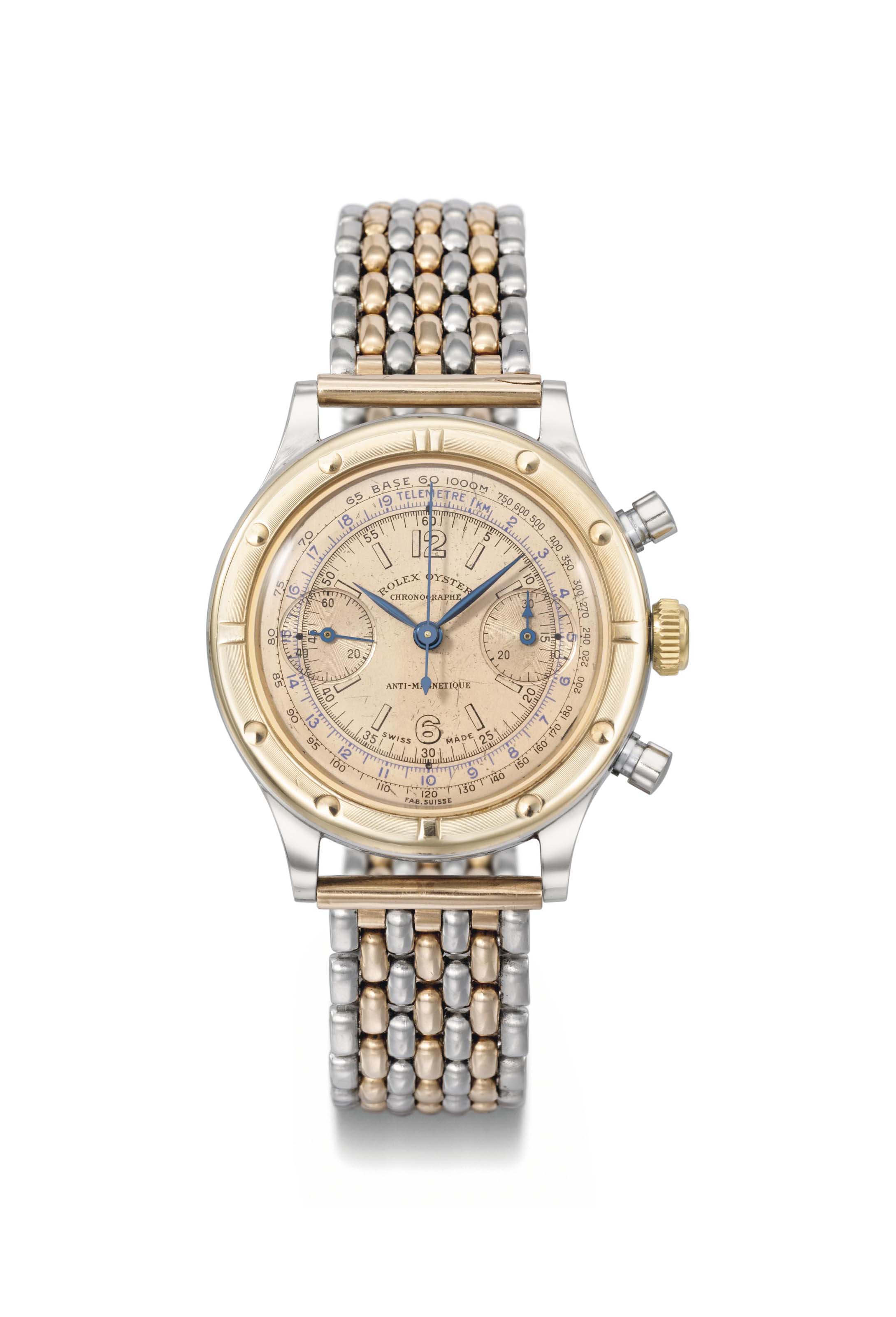 Rolex. An extremely rare stainless steel automatic wristwatch with sweep  centre seconds, date, prototype bracelet, \