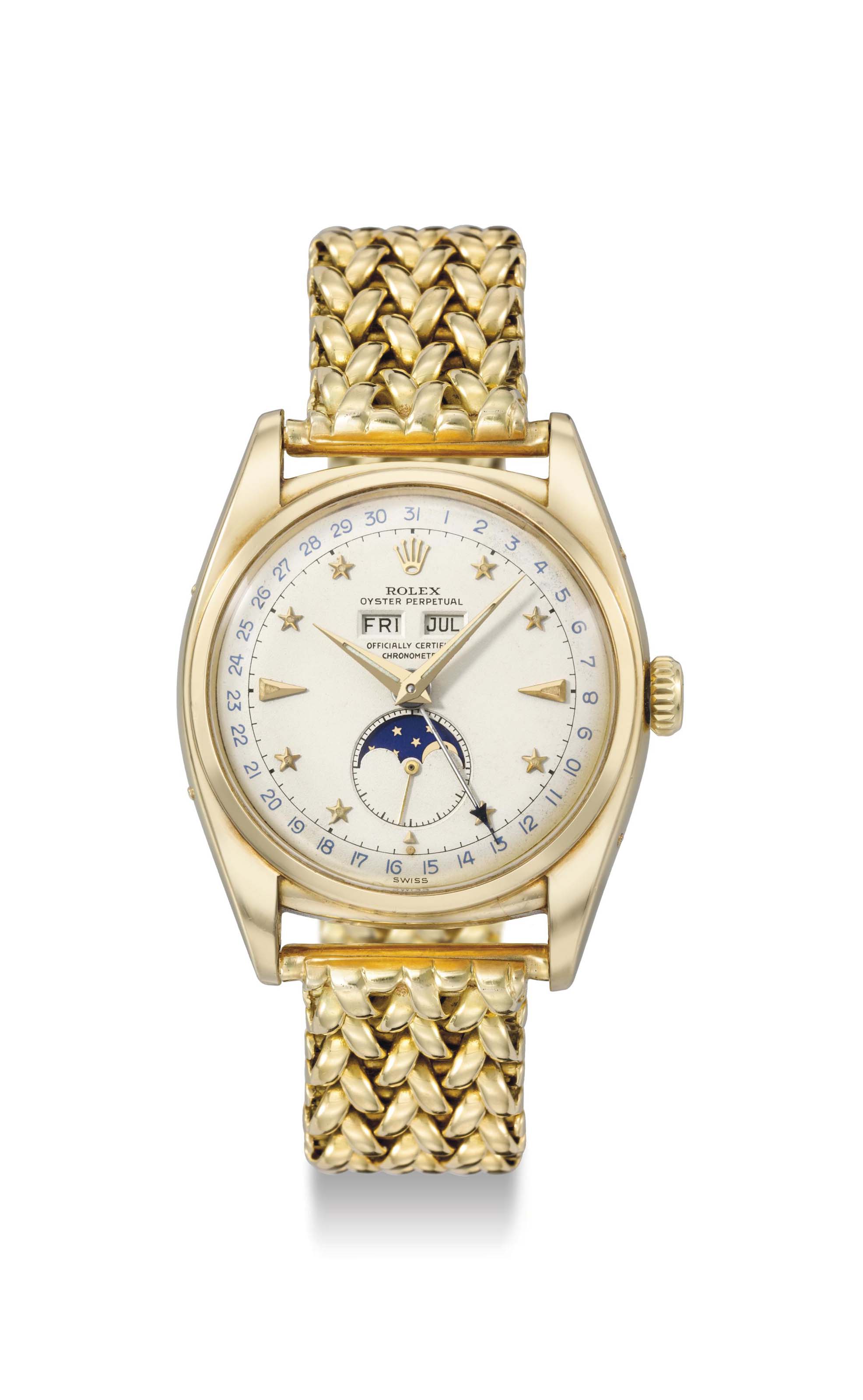 Rolex. A very rare, attractive and important 18K gold automatic triple