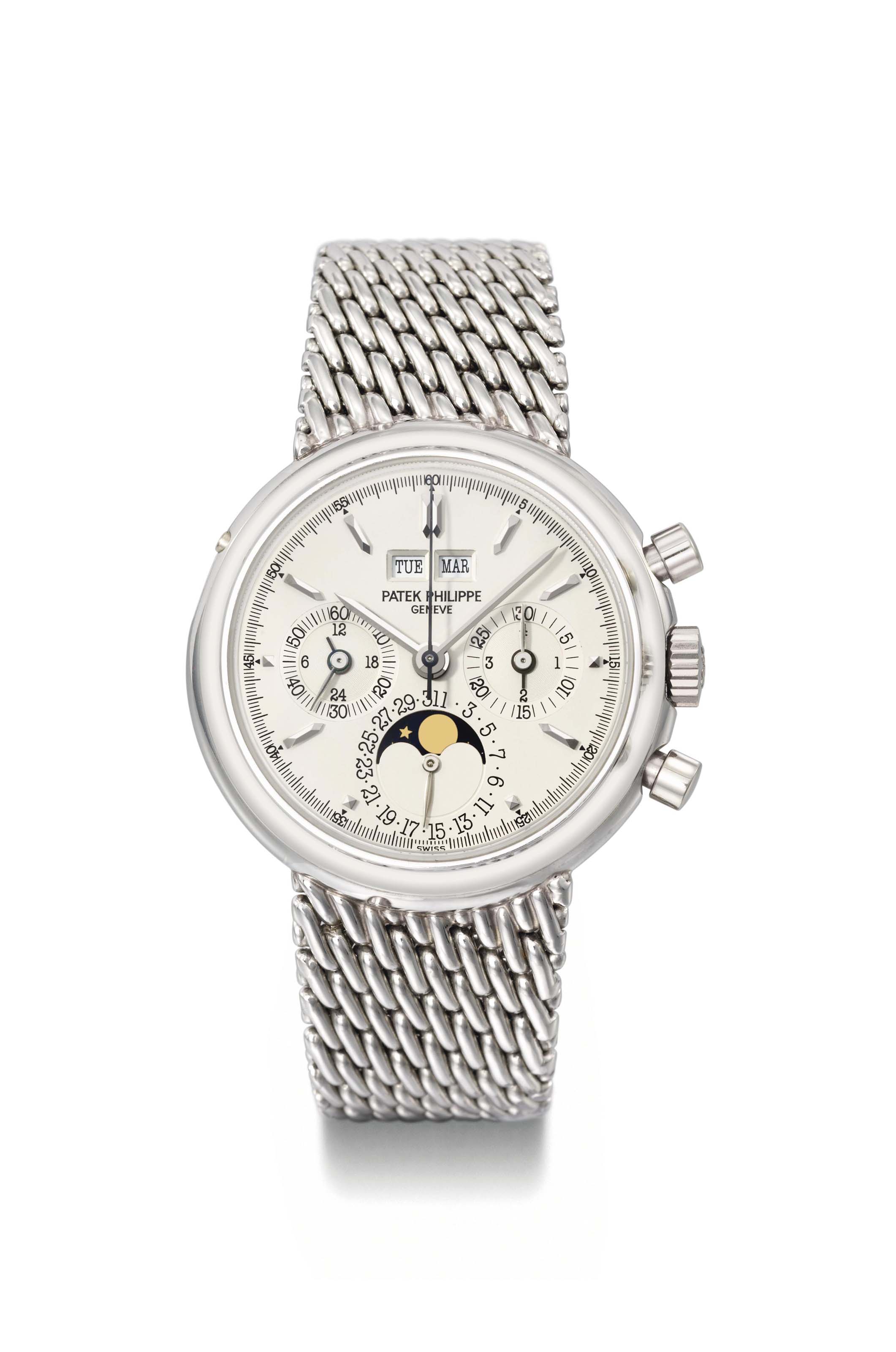 Patek Philippe. A very fine and rare platinum perpetual calendar