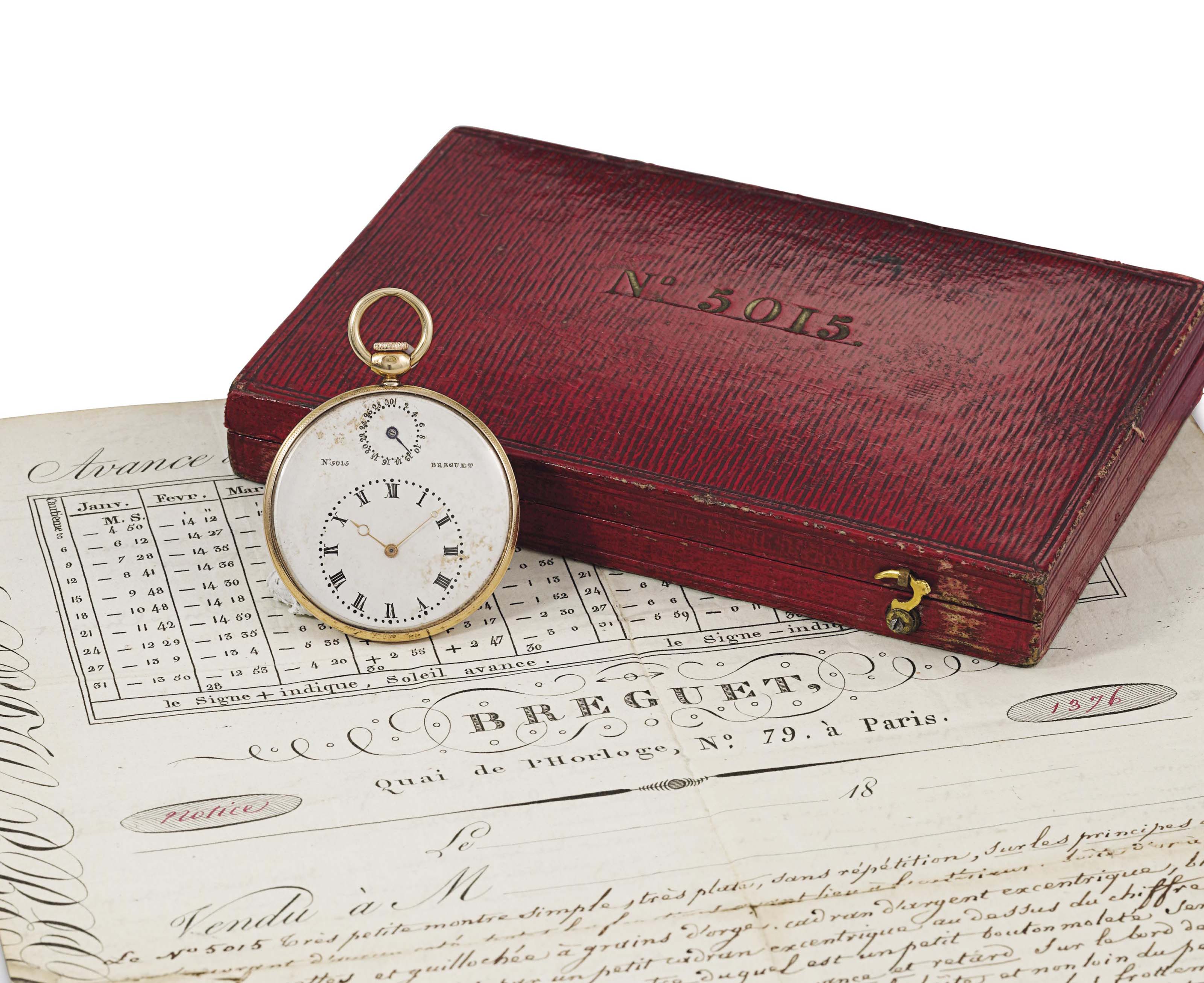 breguet no 5015 tres petite motre simple sur les principes des chronometres petit bouton molete servant