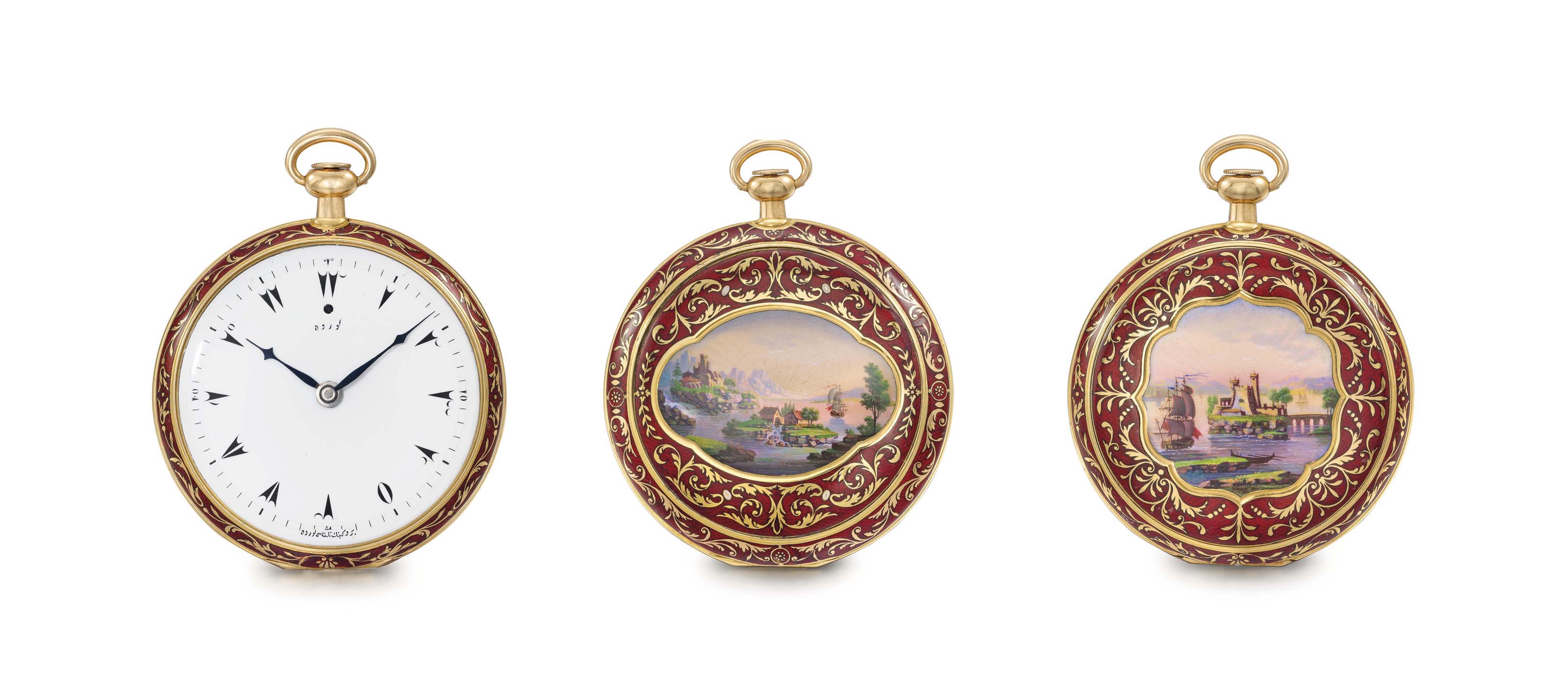 Le Roy. A very fine and rare 18K gold and enamel openface quarte