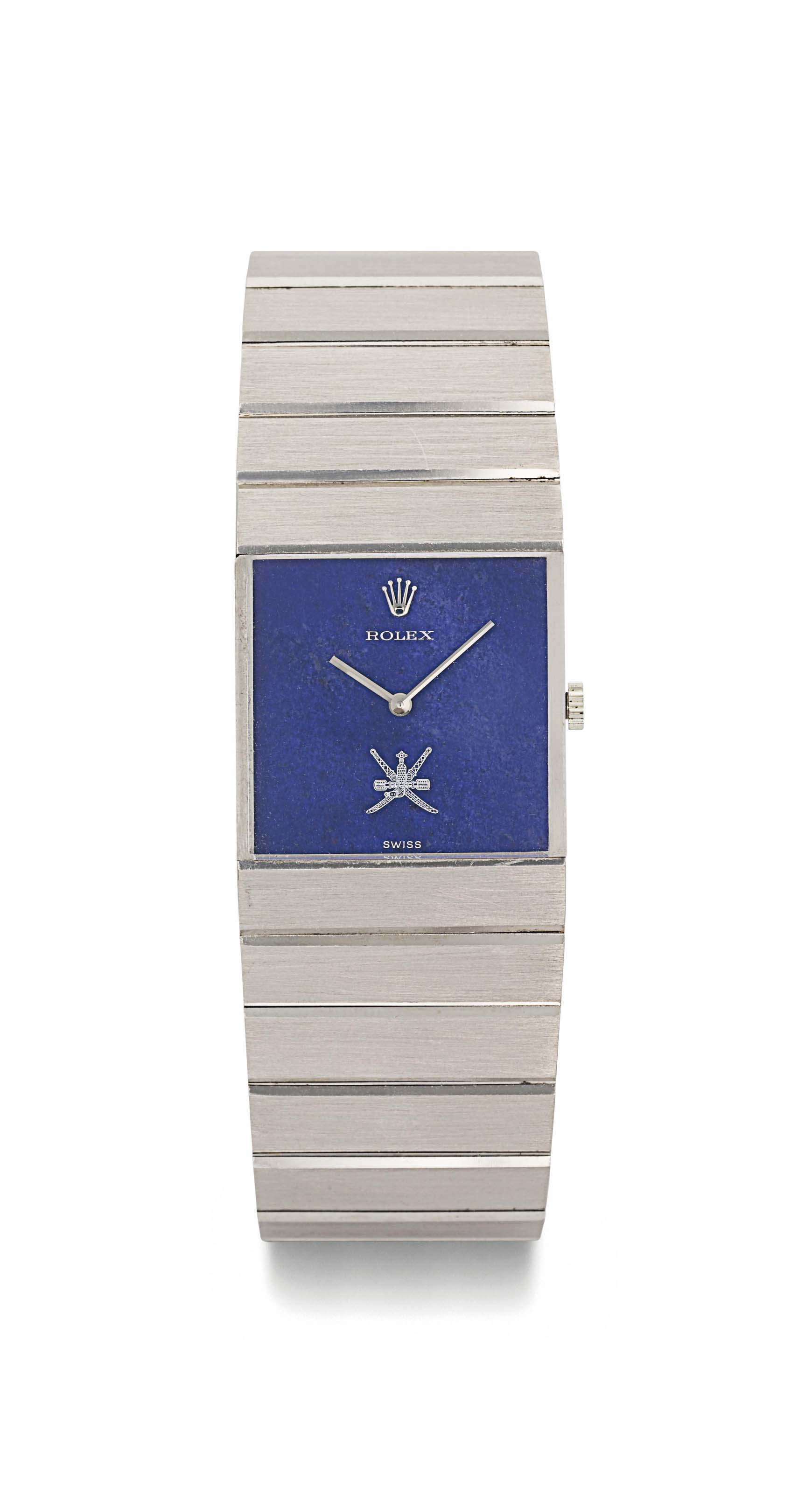 Rolex. A rare and massive 18K white gold wristwatch with ...