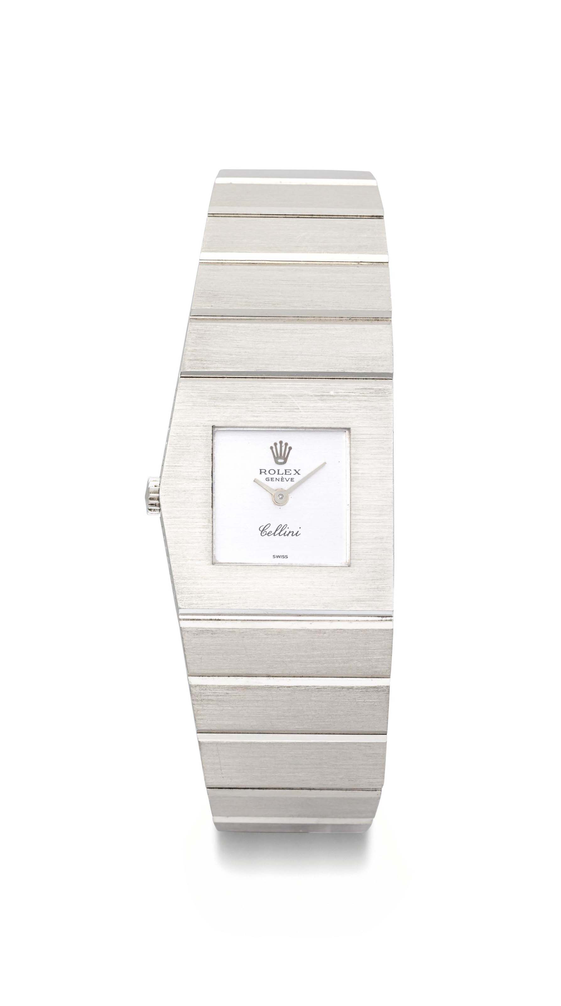 Rolex. A rare and massive 18K white gold wristwatch with bracelet