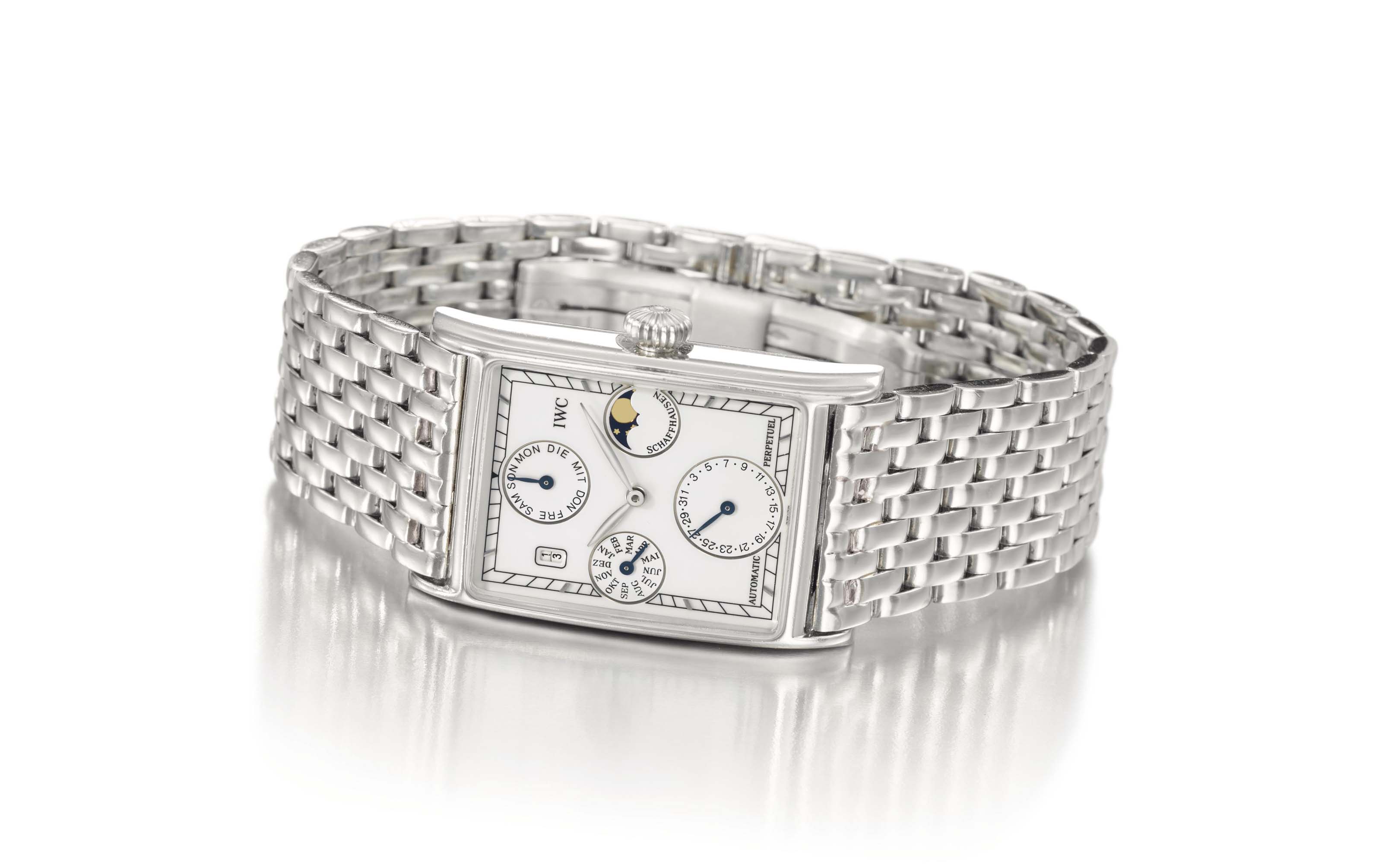 IWC A fine platinum rectangular automatic perpetual calendar