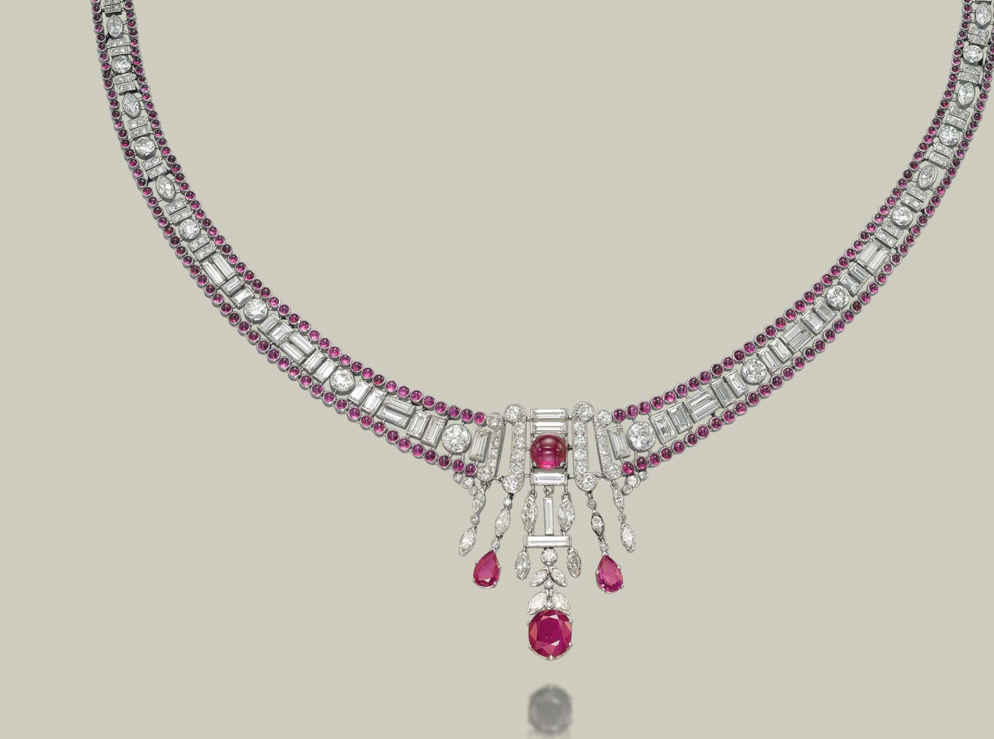 A RUBY AND DIAMOND NECKLACE