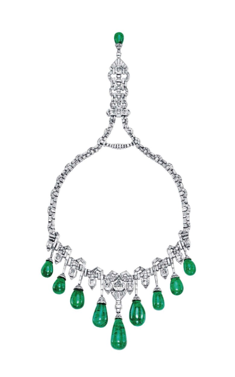 An Art Deco emerald and diamond necklace, by Van Cleef & Arpels. Sold for CHF 3,861,000 on 12 November 2013  at Christie’s in Geneva