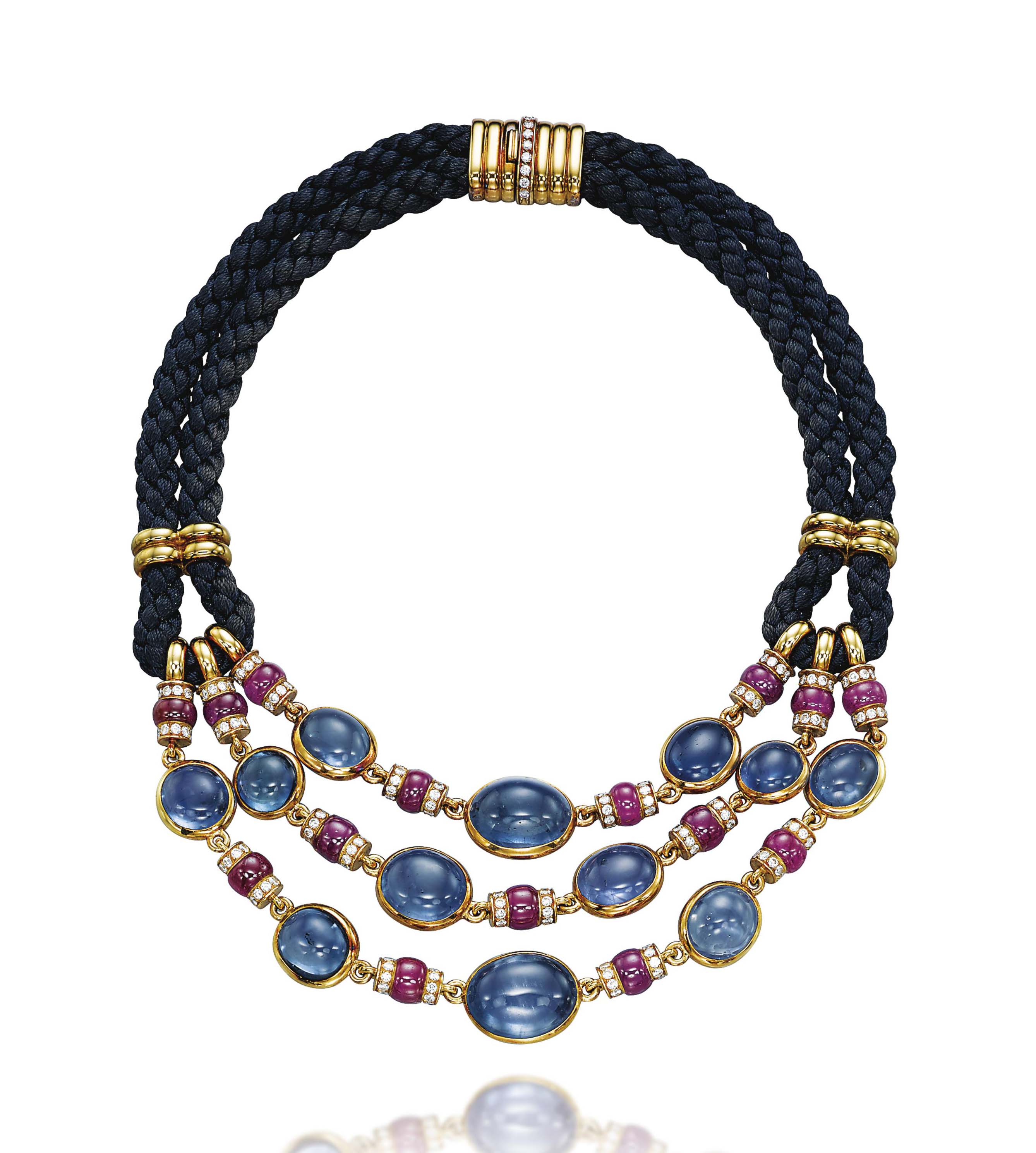A SAPPHIRE, RUBY AND DIAMOND NECKLACE, BY BULGARI Christie's