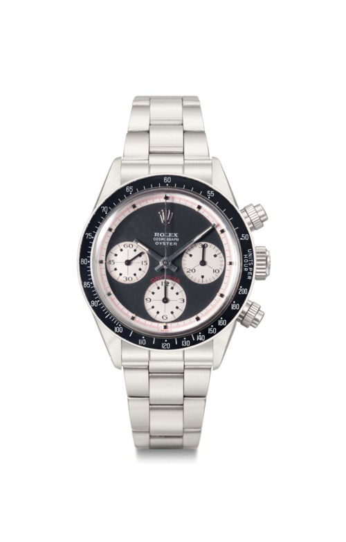 
勞力士，不銹鋼鏈帶腕錶，配計時功能， Daytona &ldquo;Paul Newman&rdquo;，型號6263/6239，1969年製。2013年11月10日於佳士得日內瓦售出，成交價989,000瑞士法郎