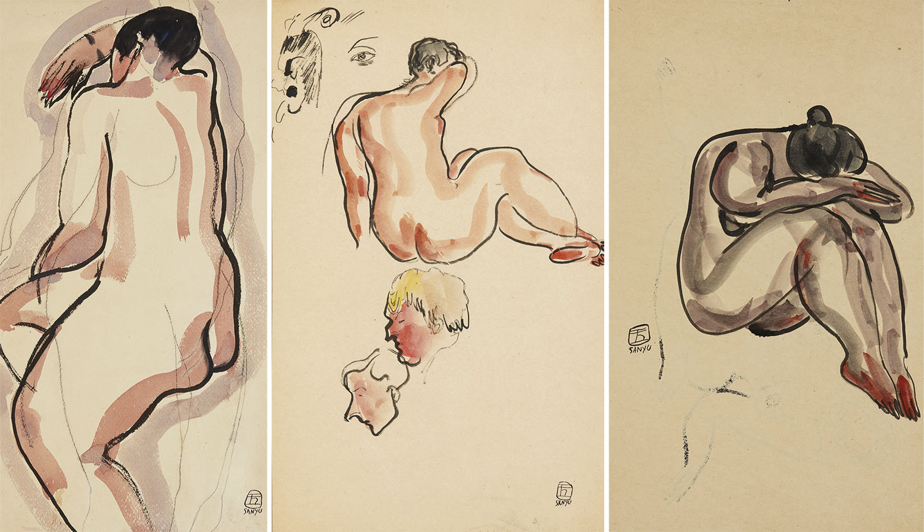 Leaned Nude; Bowing Head; & Back of a Nude 
