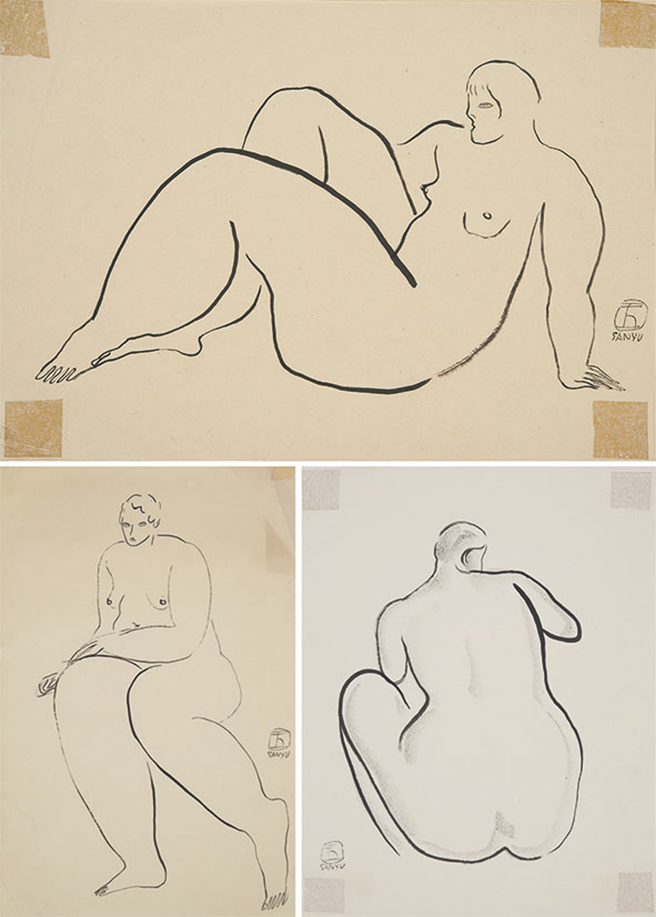 Seated Nude; Seated Nude; & Back of a Nude 
