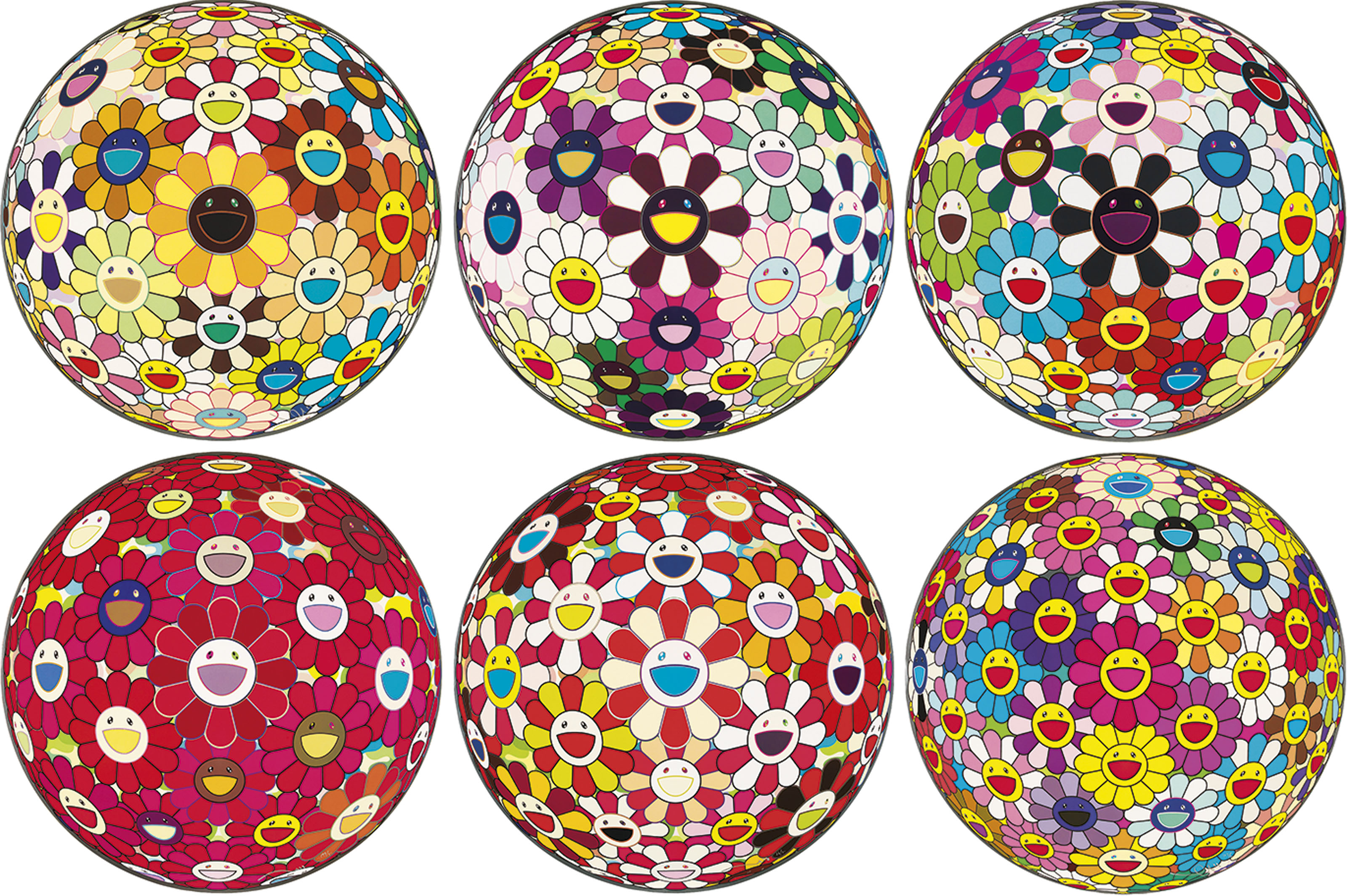 Takashi Murakami (b. 1962) , Flowerball Brown; Flowerball Blood (3D) V